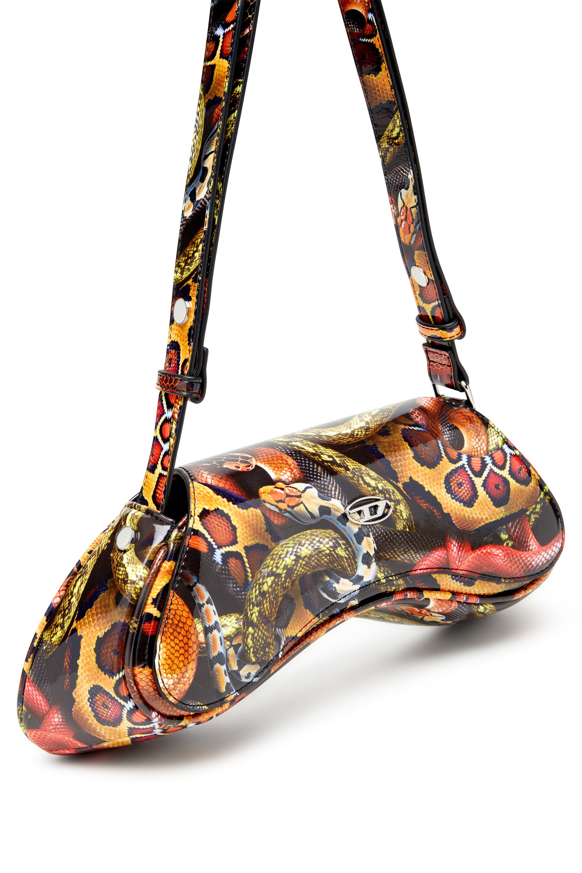 Diesel - CNY PLAY CROSSBODY, Damen Schultertasche mit Schlangen-Print in Bunt - 5