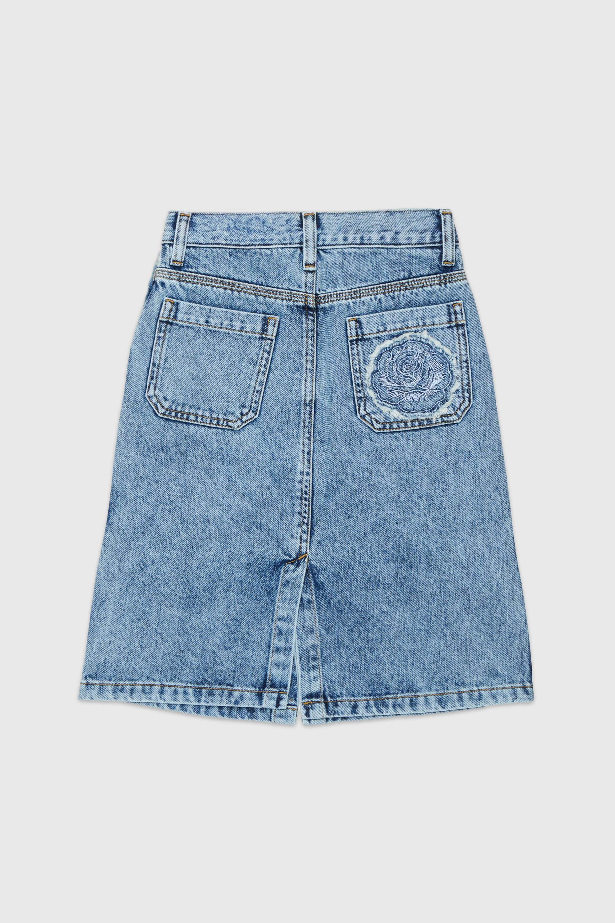 Diesel - GELKA, Damen Frayed denim-rock mit rose patch in Mittelblau - 2