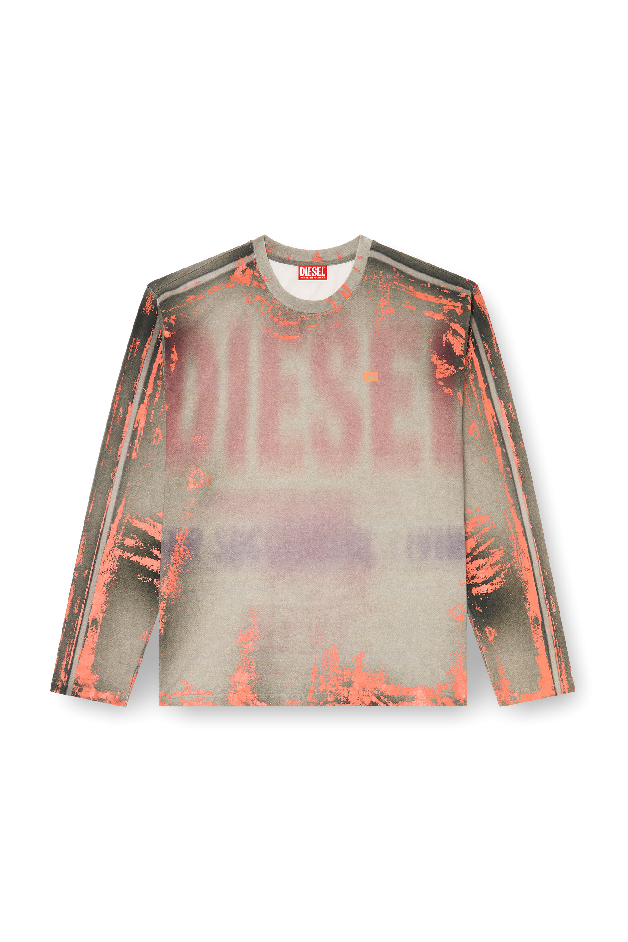 Diesel - T-FILMY, Herren Langarmshirt aus Cracked Jersey in Rosa/Grau - 3