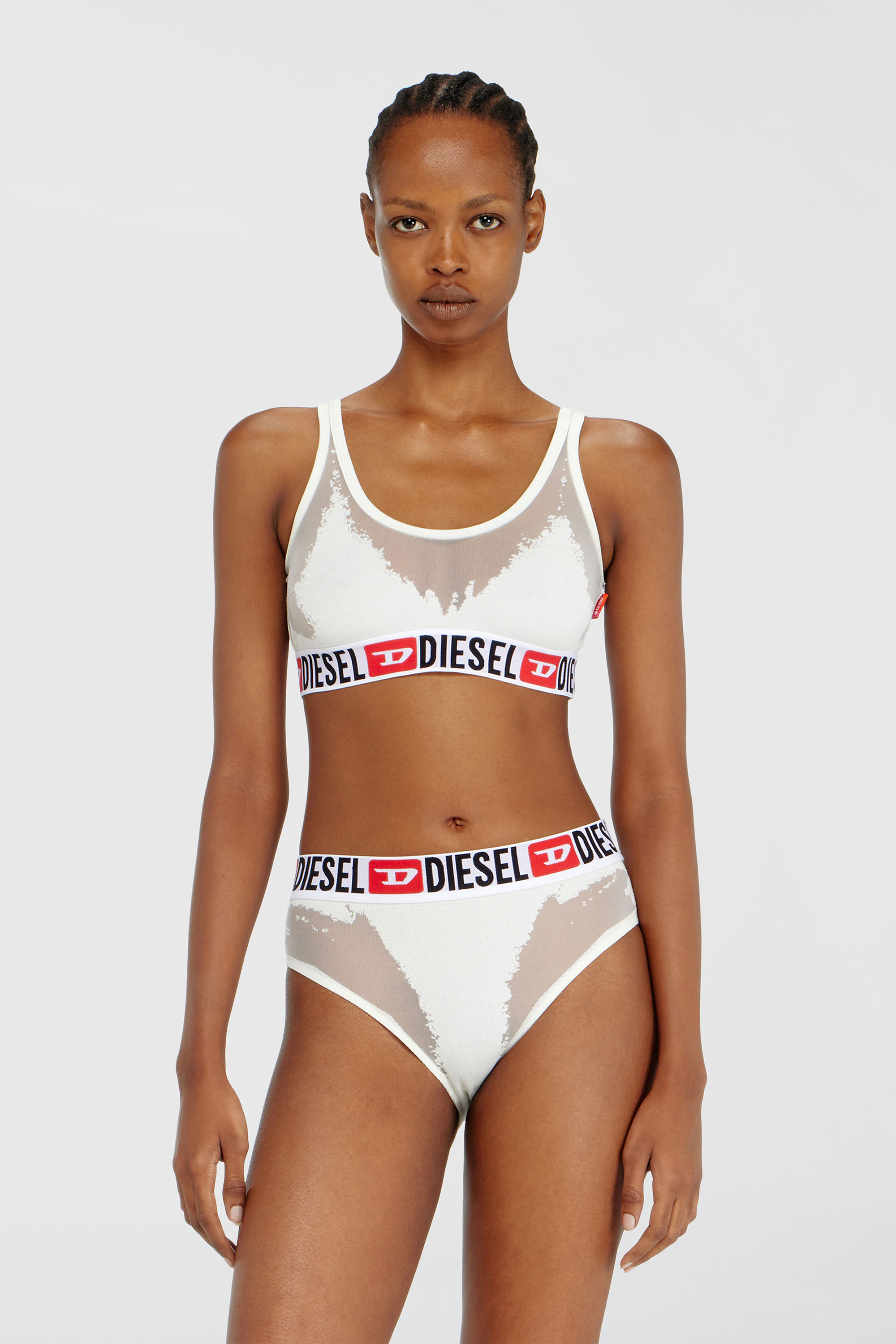Diesel - PR-ORIBA-D-CORE, Damen Bralette mit transparentem Devor&eacute;-Effekt in Wei&szlig; - 3