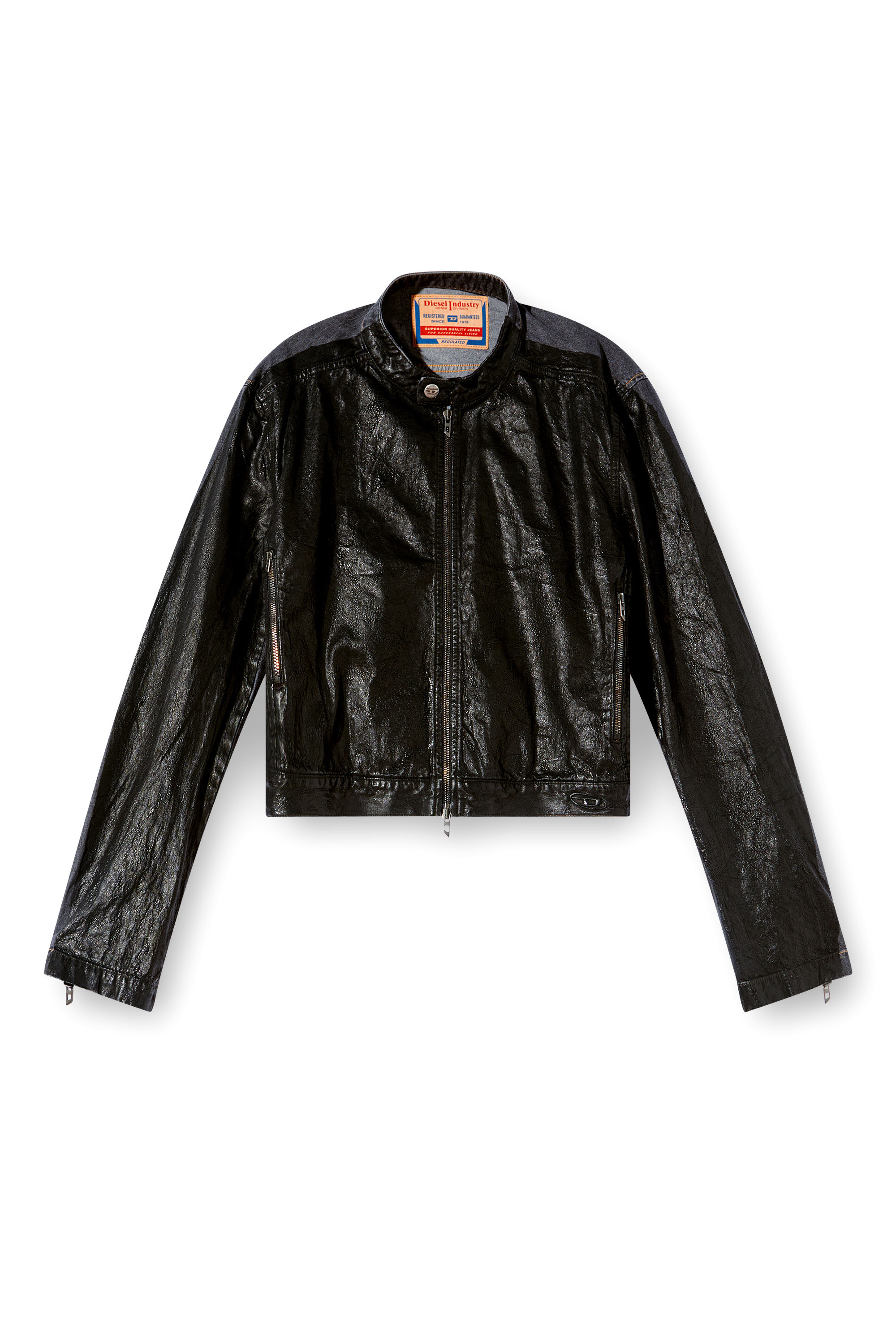 Diesel - D-GLORY-DD, Unisex Motorradjacke aus Denim mit beschichteter Vorderseite in Schwarz - 7