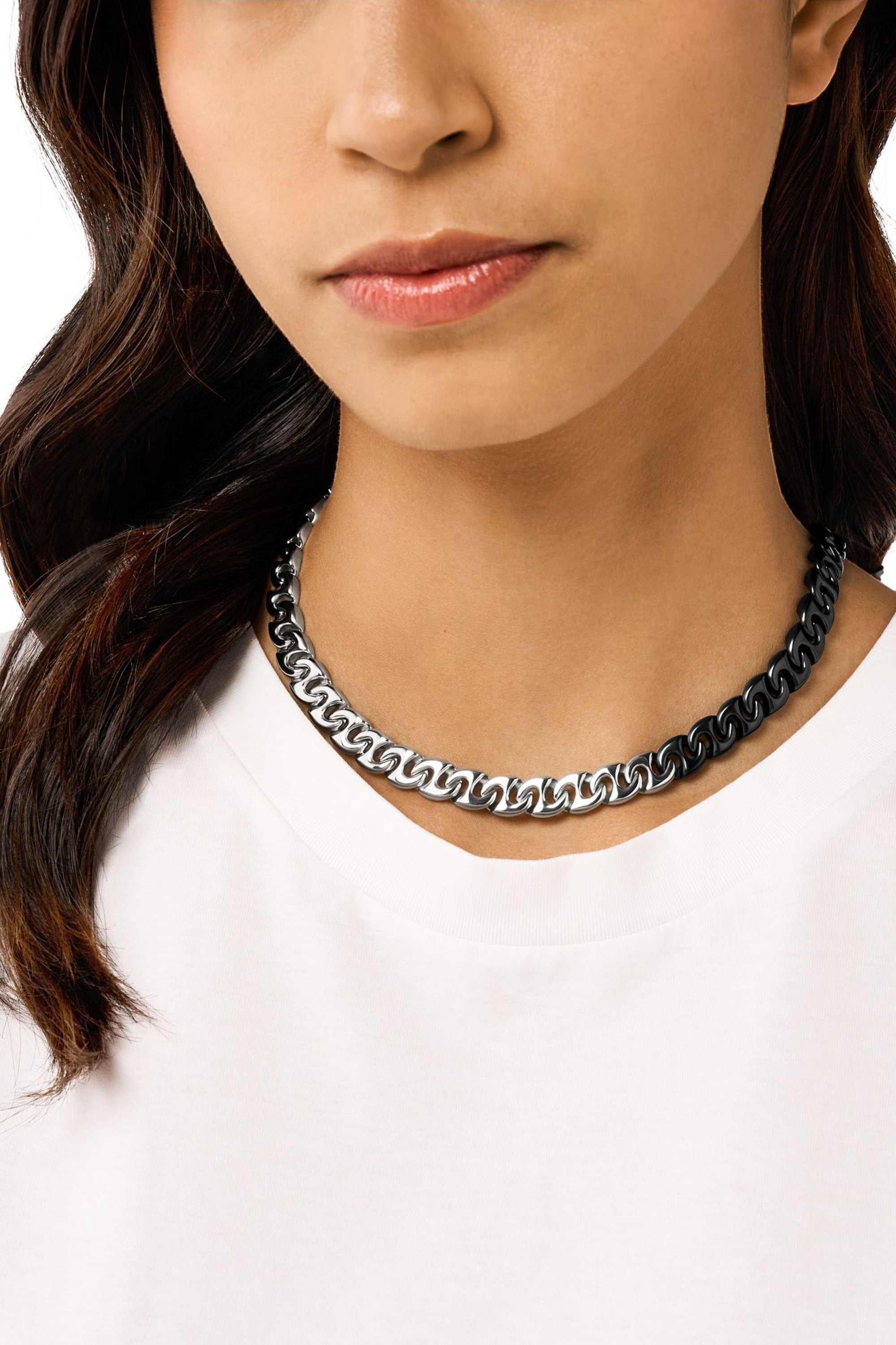 Diesel - DX1530931, Unisex's Two-Tone Stainless Steel Chain Necklace in Silver/Black - 4