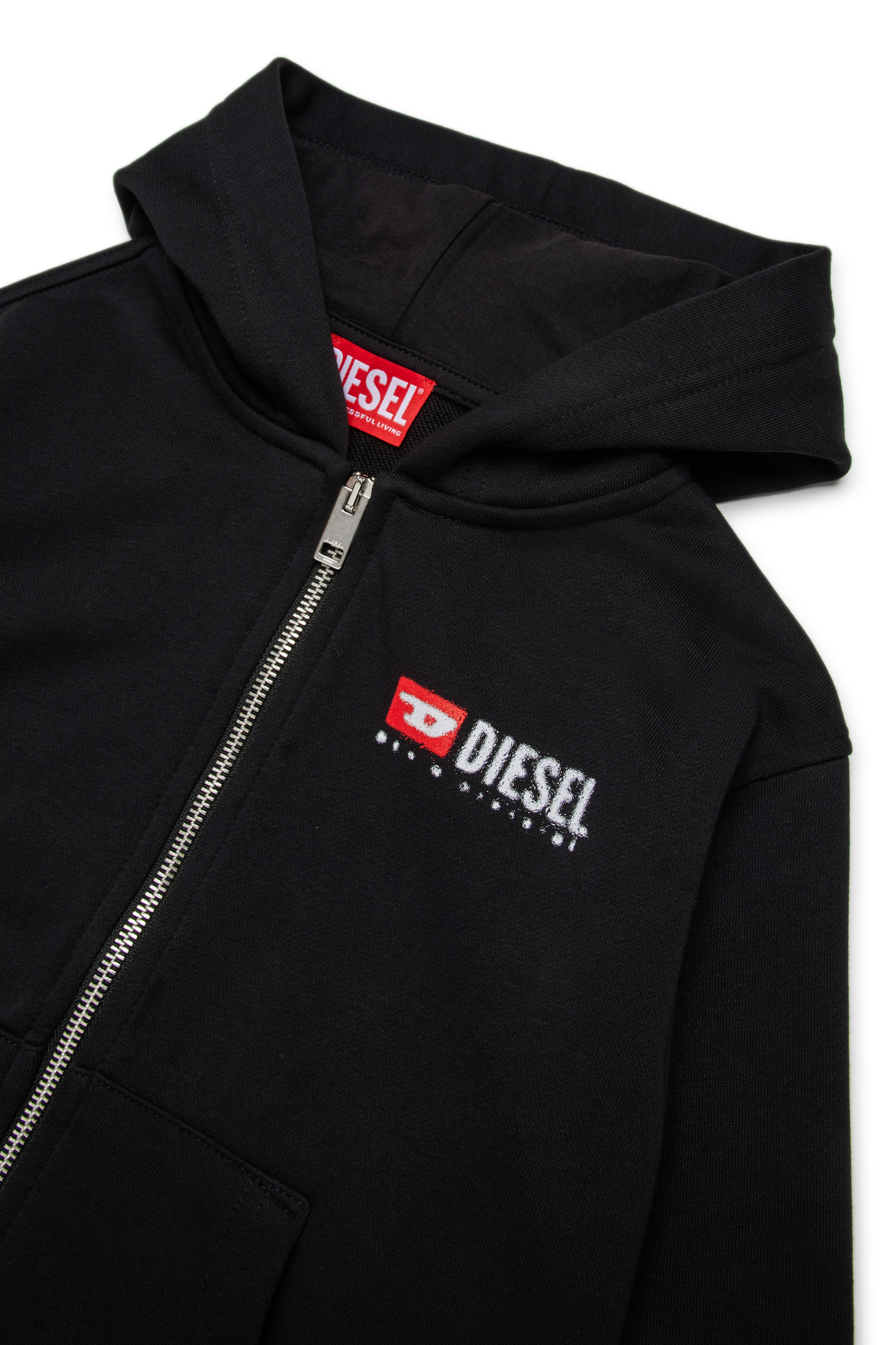 Diesel - SDROPSHOODZ OVER, Herren Baumwoll-Hoodie mit Reißverschluss in Schwarz - 3