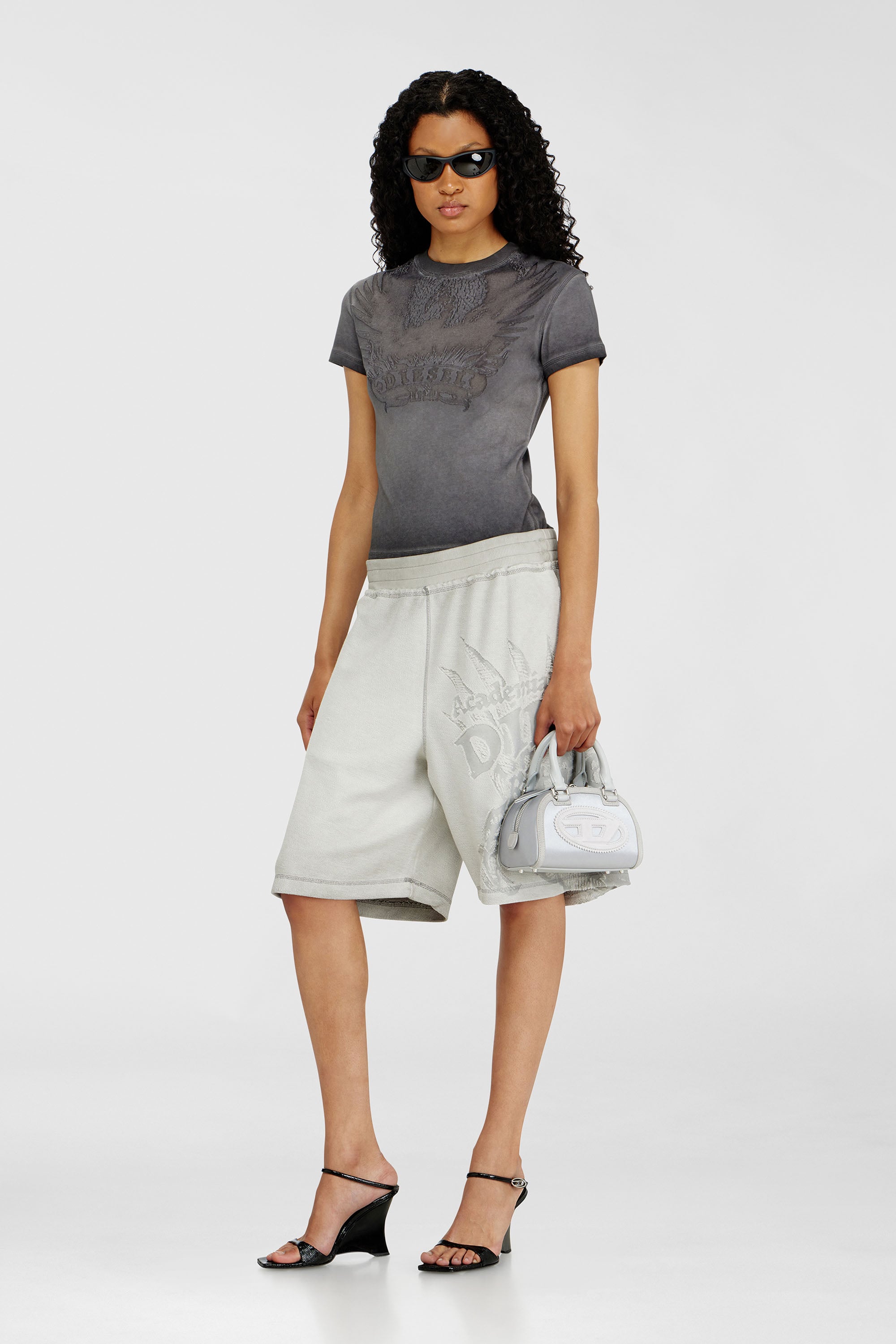 Diesel - 1DR DOME CROSSBODY, Damen 1DR Dome - Kleine-Umh&auml;ngetasche aus Satin und Velours in Silber - 2
