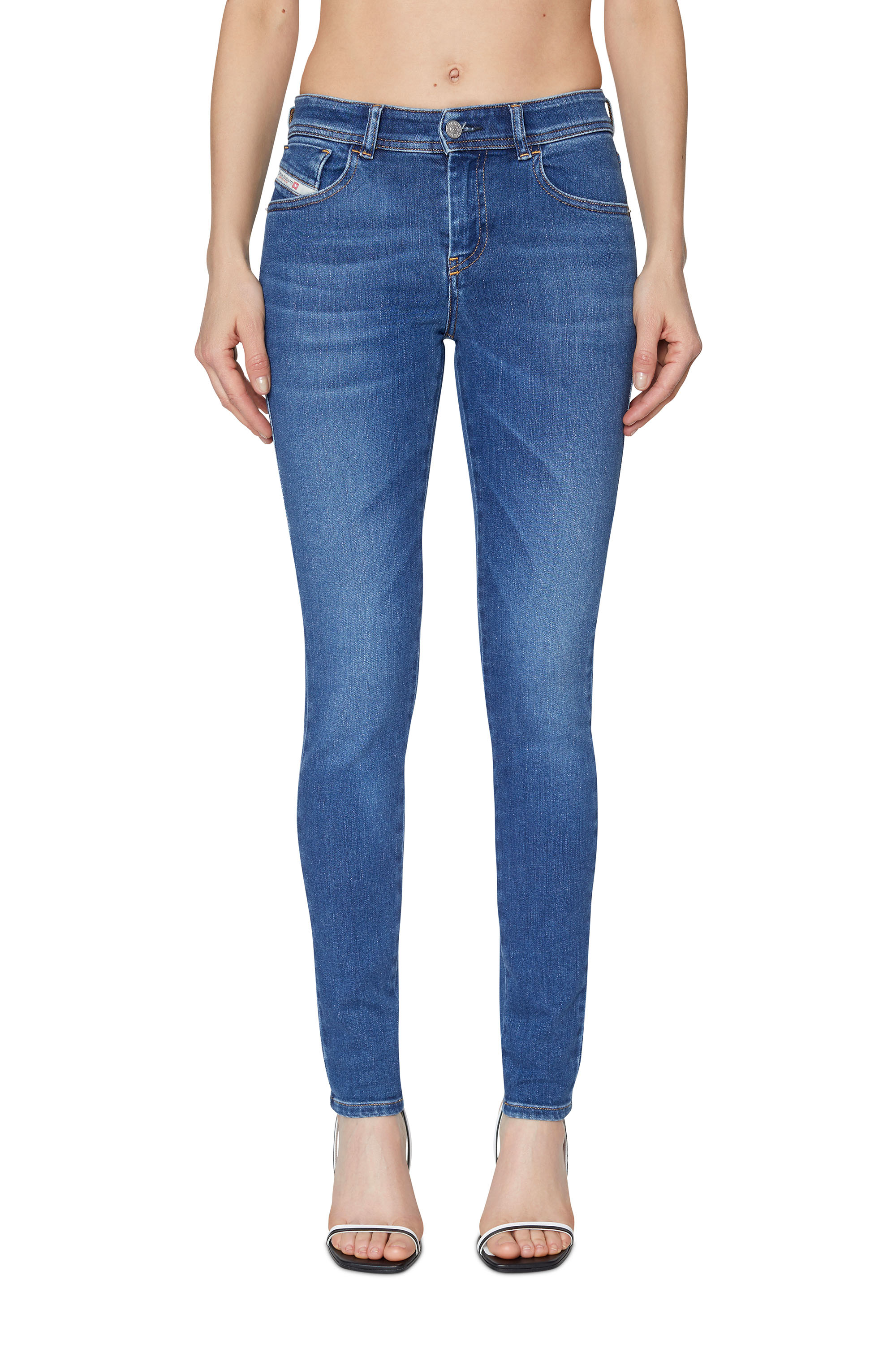 Diesel - Super skinny Jeans 2017 Slandy 09C21, Damen Super skinny Jeans - 2017 Slandy in Mittelblau - 3