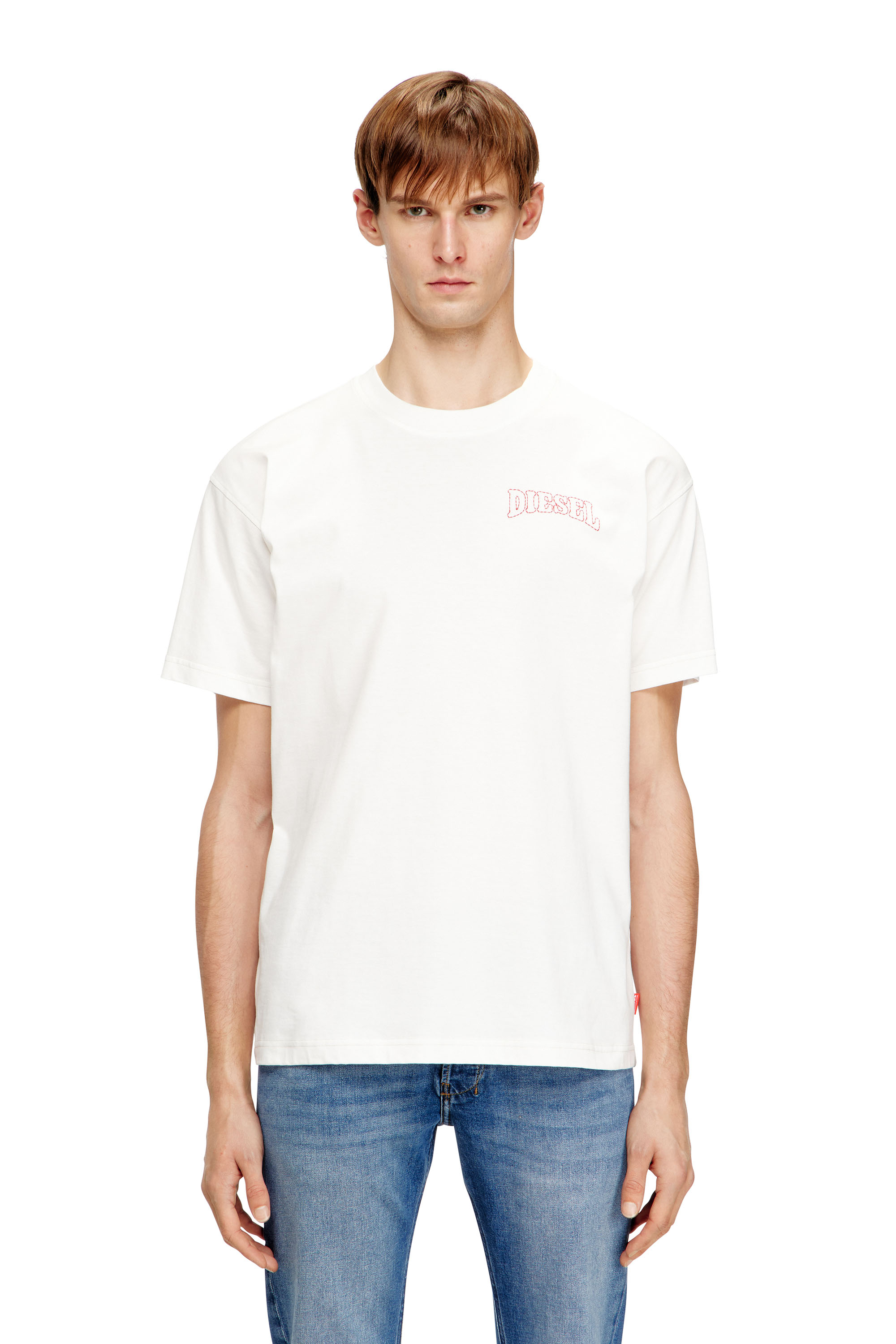 Diesel - T-NORM-V16, Man's Regular cotton T-shirt with Diesel embroidery in White - 3