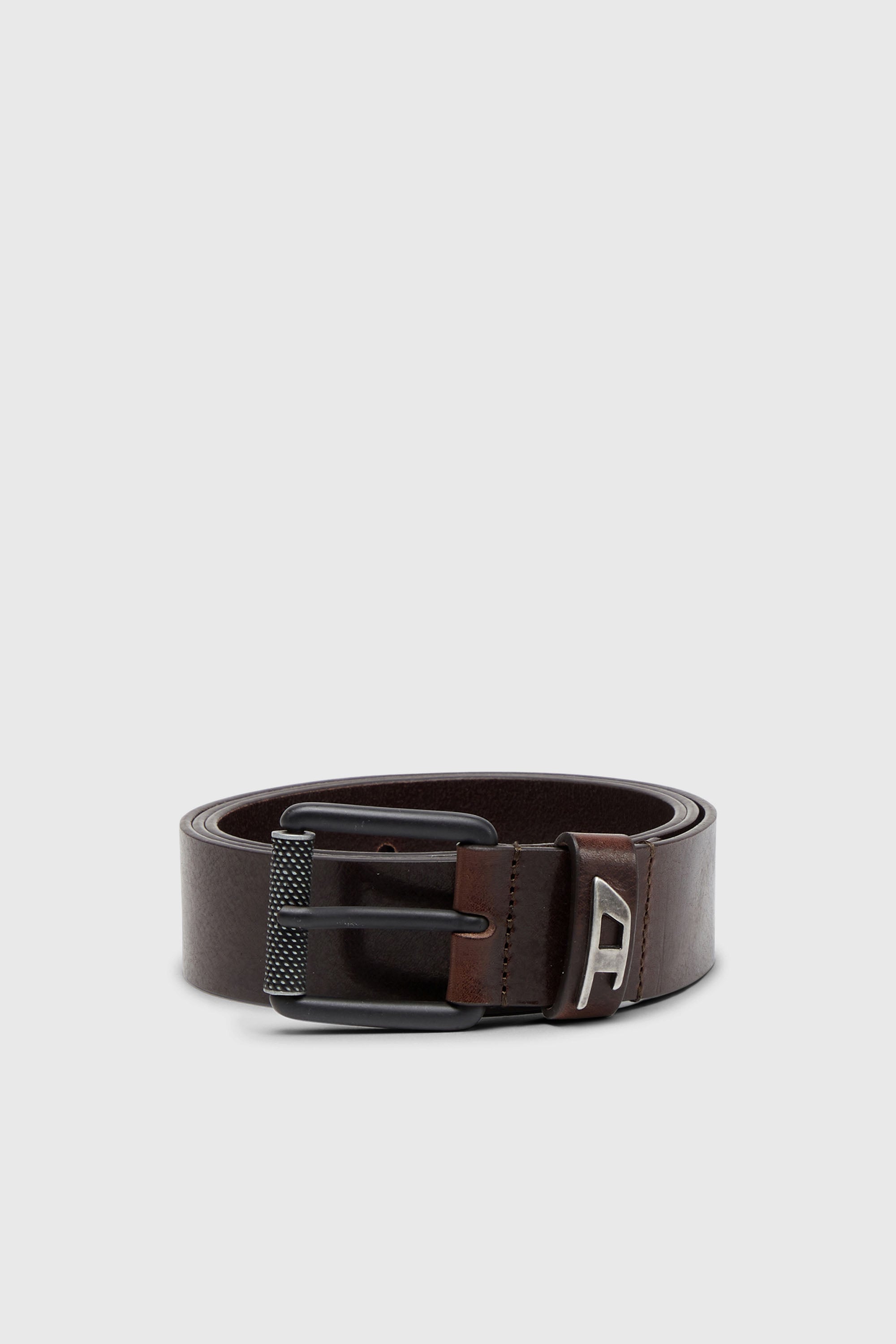 Diesel - B-DAVE II, Herren 3.5cm G&uuml;rtel aus gl&auml;nzendem Leder mit Logo-Schlaufe in Braun - 1
