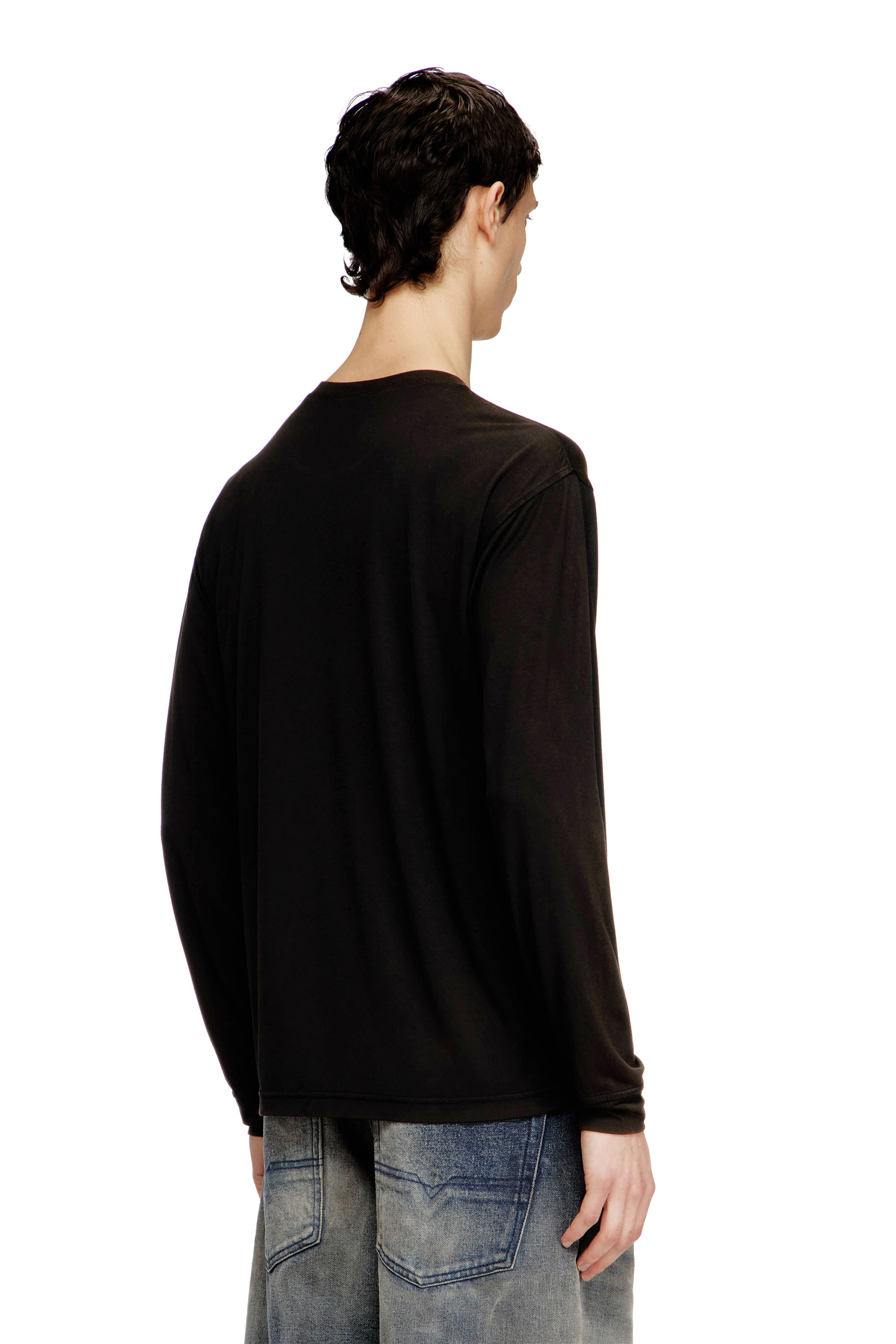 Diesel - T-NORMS-LS, Herren Flie&szlig;endes Langarmshirt mit Mikro-Stickerei in Schwarz - 4