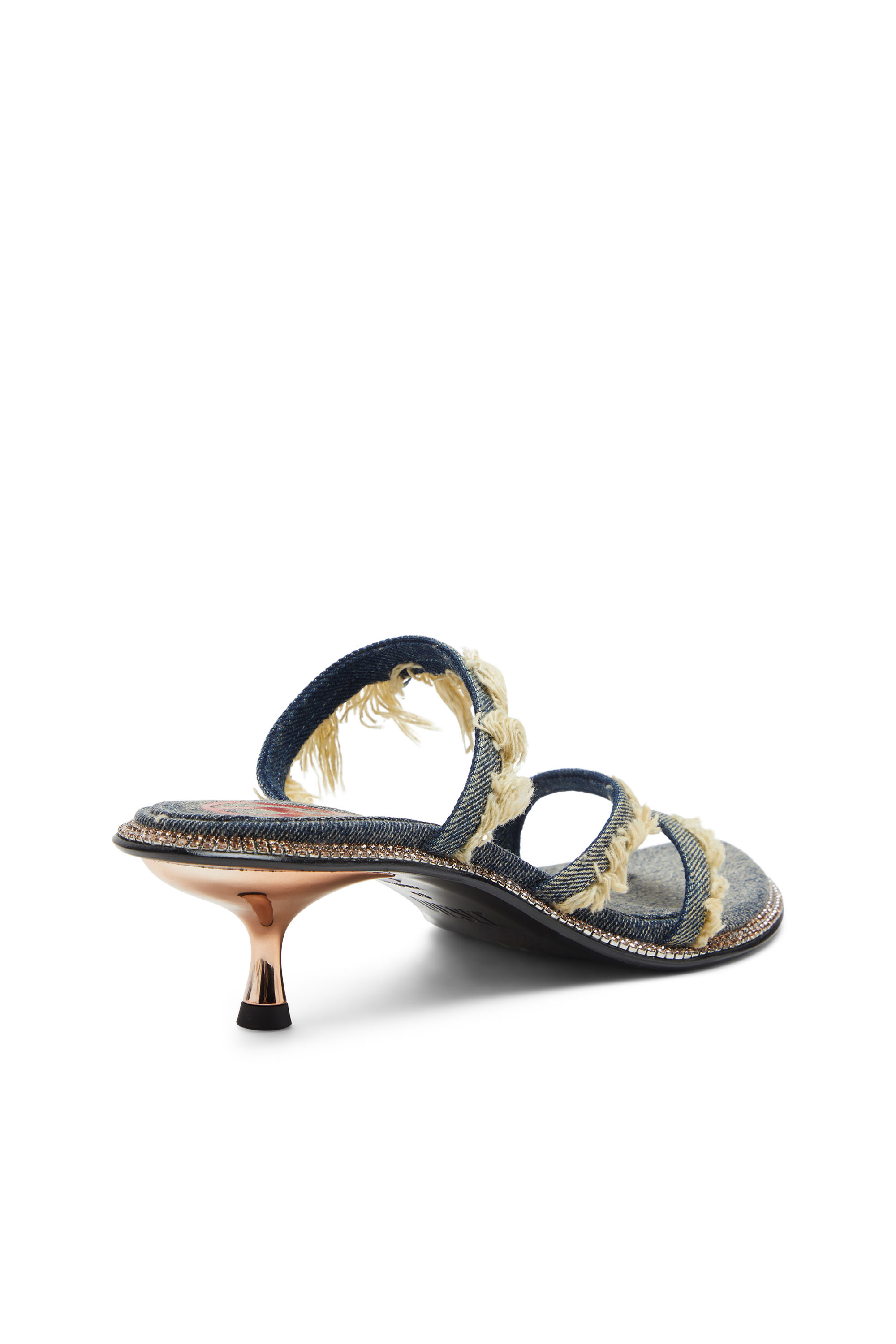 Diesel - D-HAVANNA KITTIE, Damen D-Havanna Kittie-Ausgefranste Pantoletten aus Denim mit Kristallen in Blau - 4