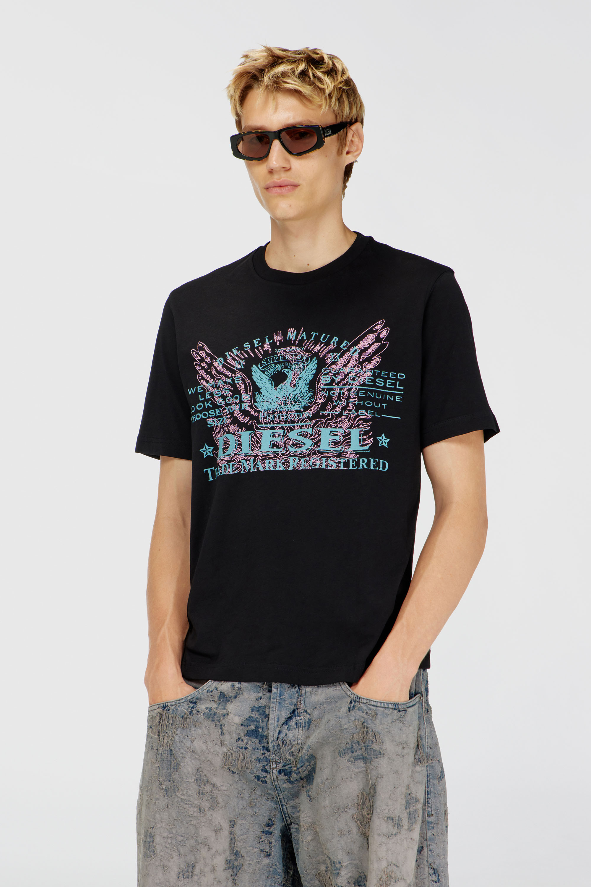 Diesel - T-JUST-FENIX-T92, Herren T-Shirt aus Baumwolle mit Grafikprint in Schwarz - 3