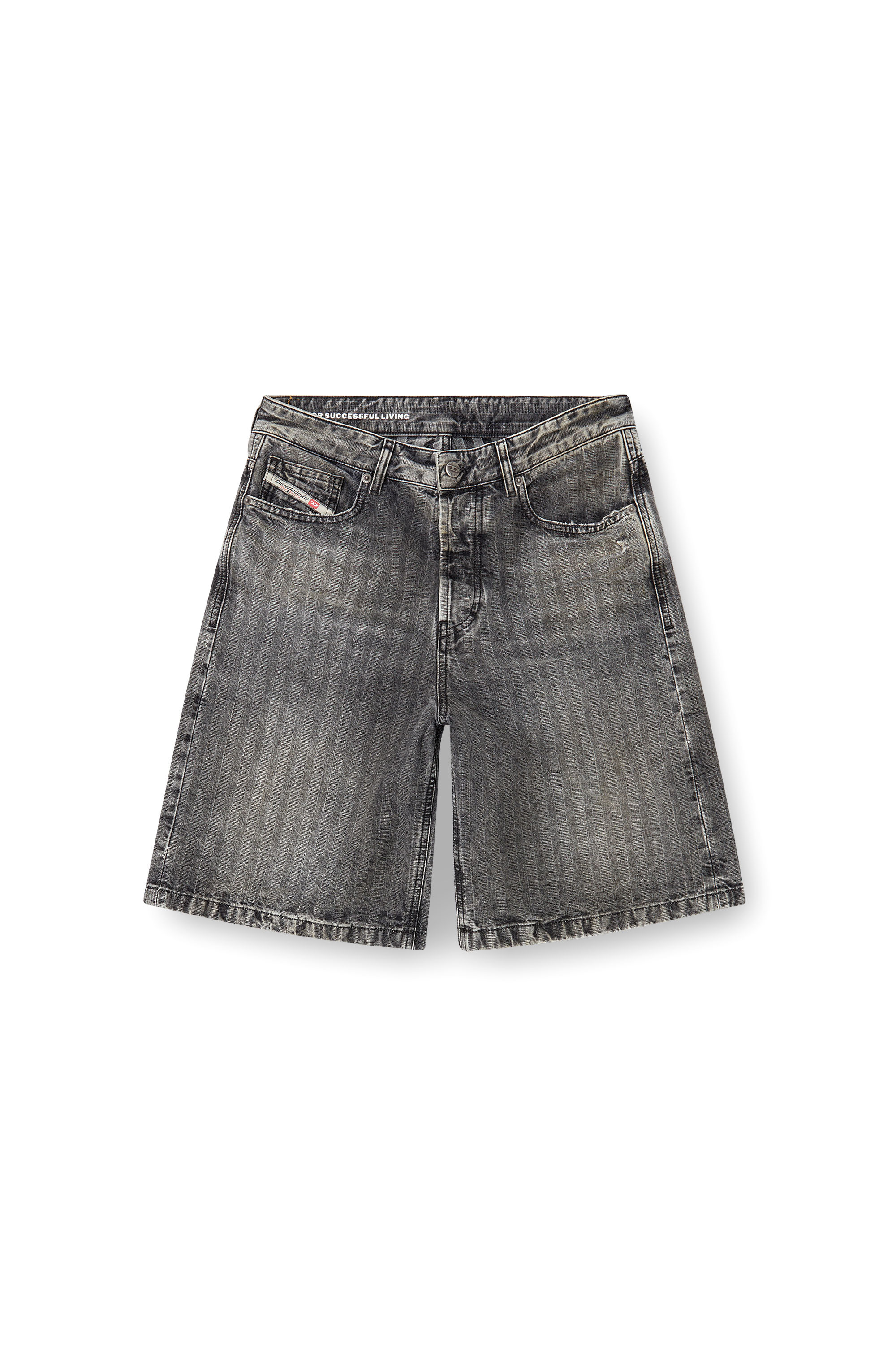 Diesel - DE-SIRE-SHORT, Damen Shorts aus Fischgrät-Denim in Hellgrau - 3