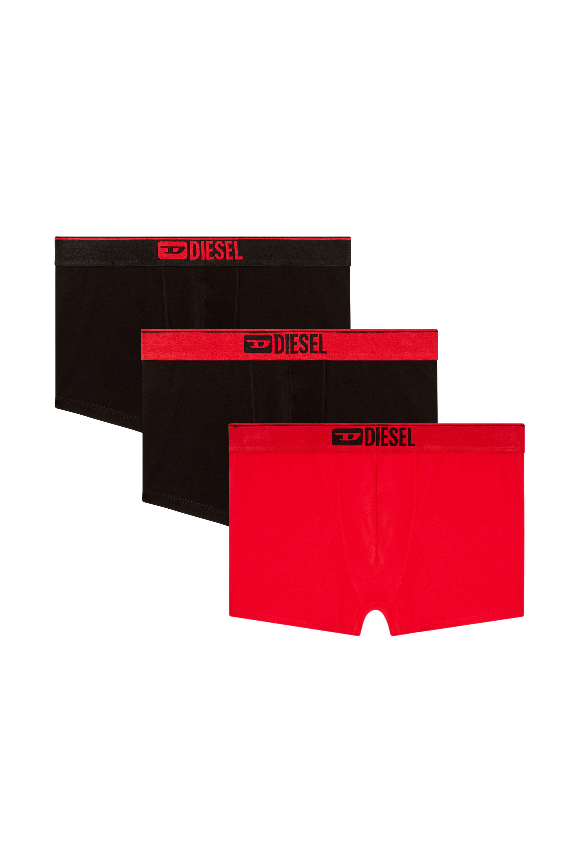 Diesel - UMBX-DAMIENTHREEPACK, Man's Three-pack of plain boxer in Red/Black - 2