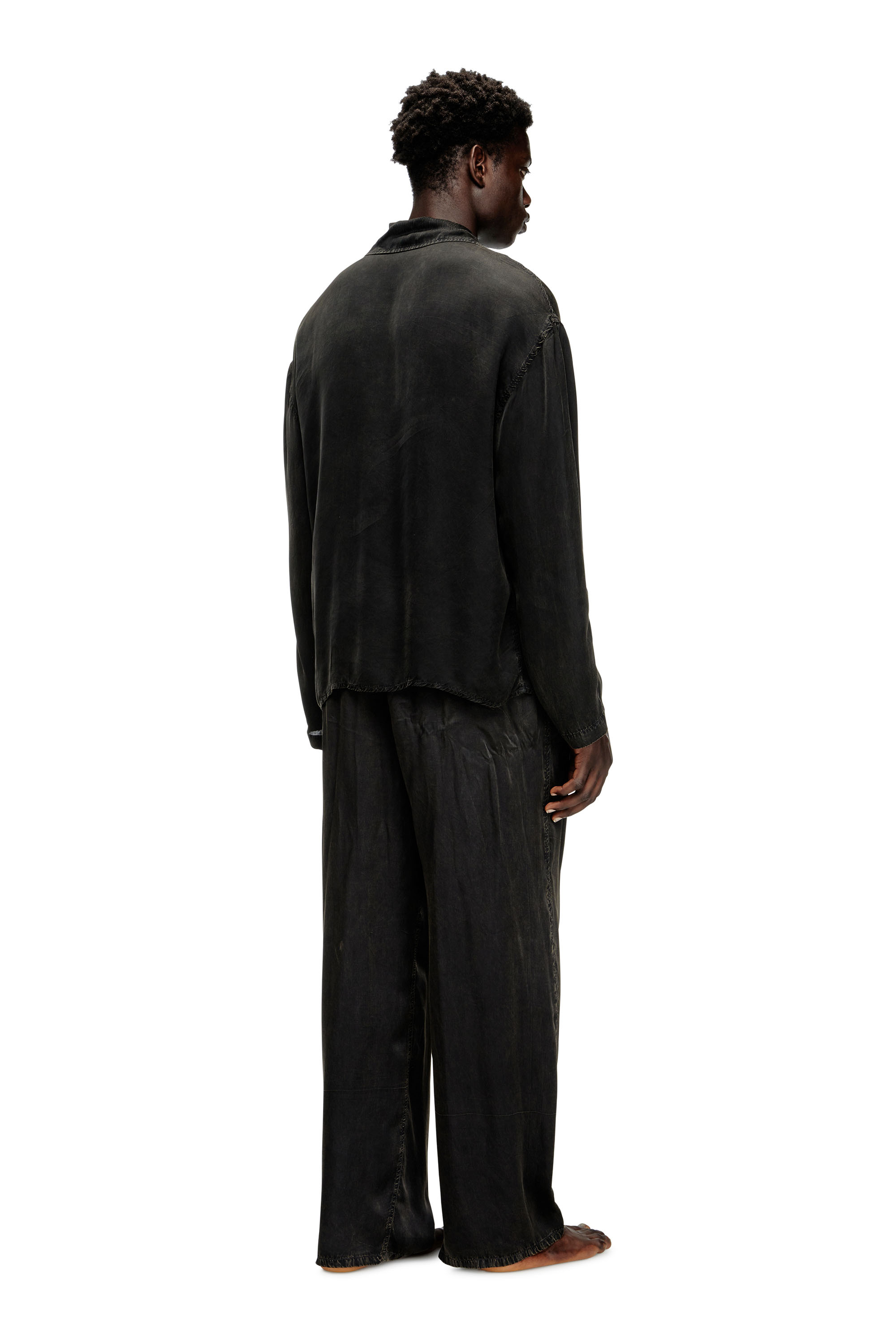 Diesel - SET-KEITH-DNM, Unisex Fließende Pyjamas mit Denim-Effekt in Schwarz - 3