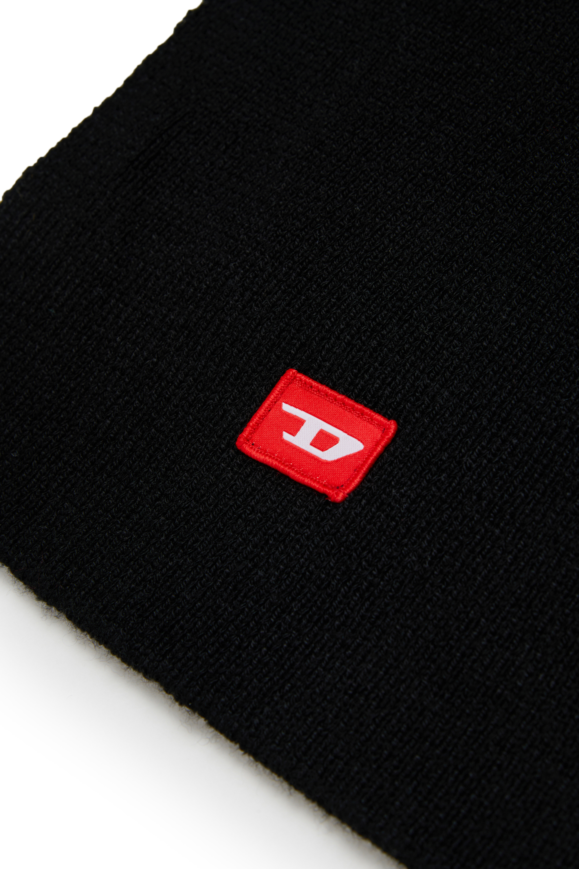 Diesel - RLOT, Unisex's Wool-blend scarf with D logo patch in Black - 3
