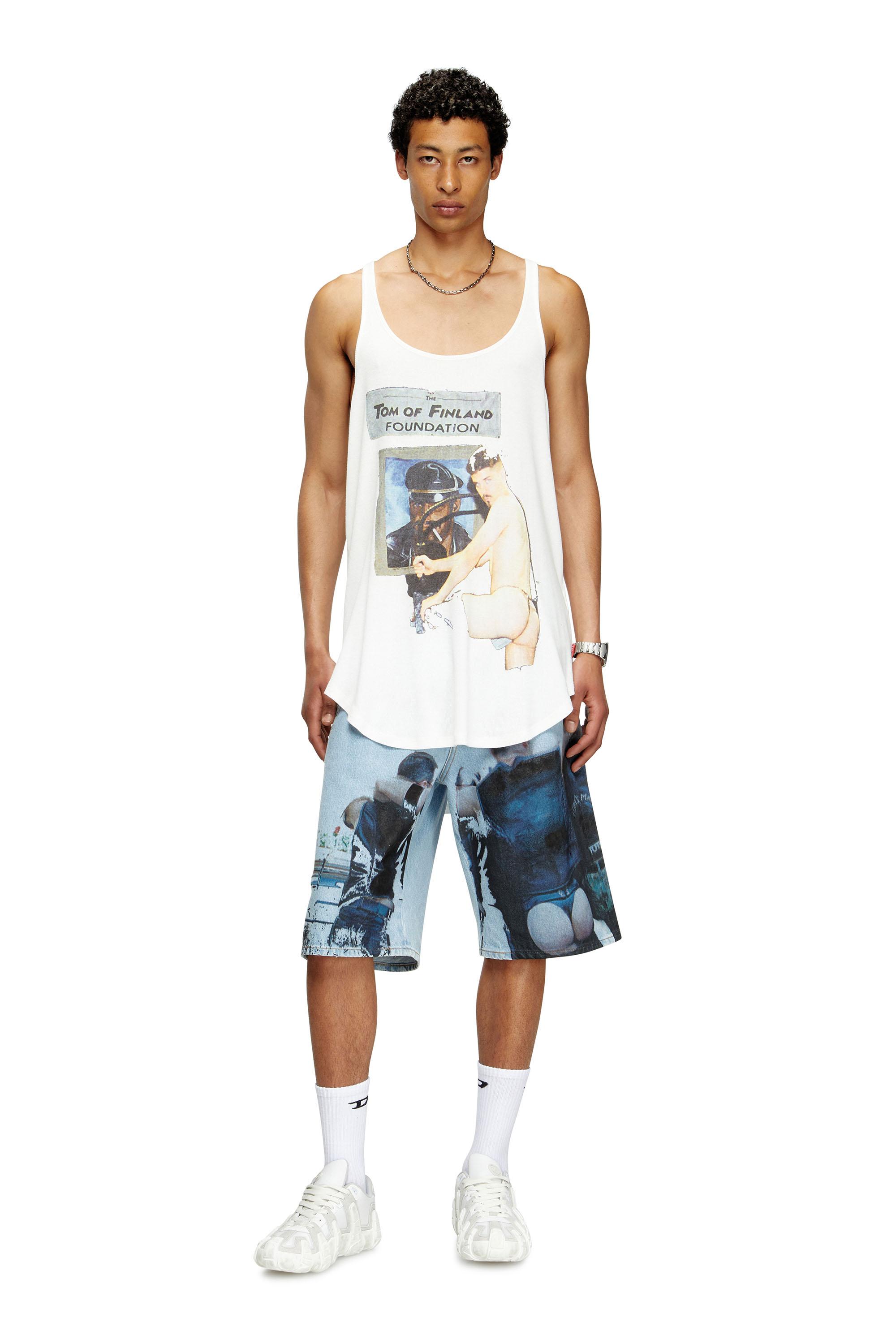 Diesel - PR-T-SHANRY-TOM25, Unisex Tank-Top mit Grafik-Print in Weiß - 1