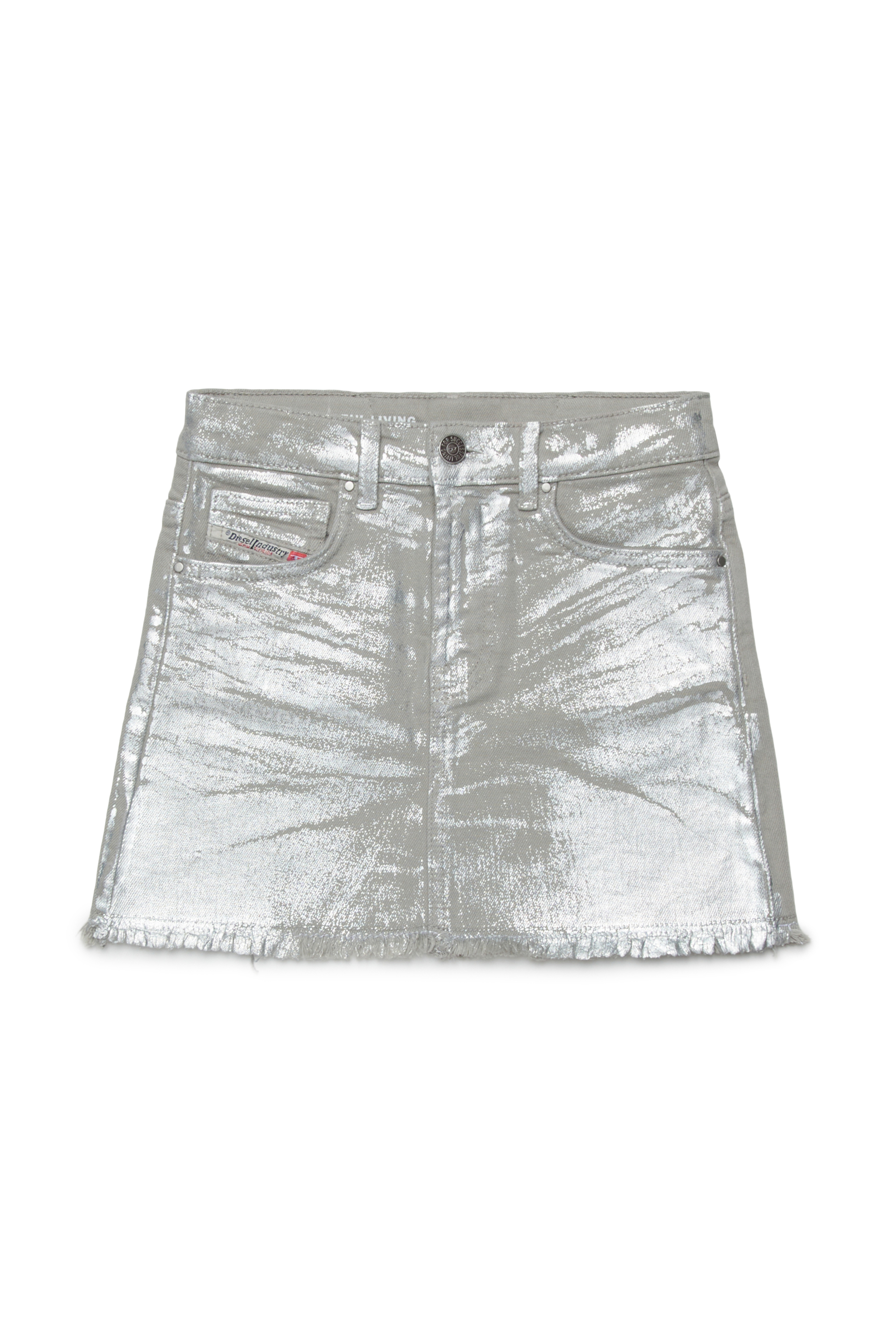 Diesel - GIANNA-SP, Damen Jeansrock mit metallic Finish in Silber - 1