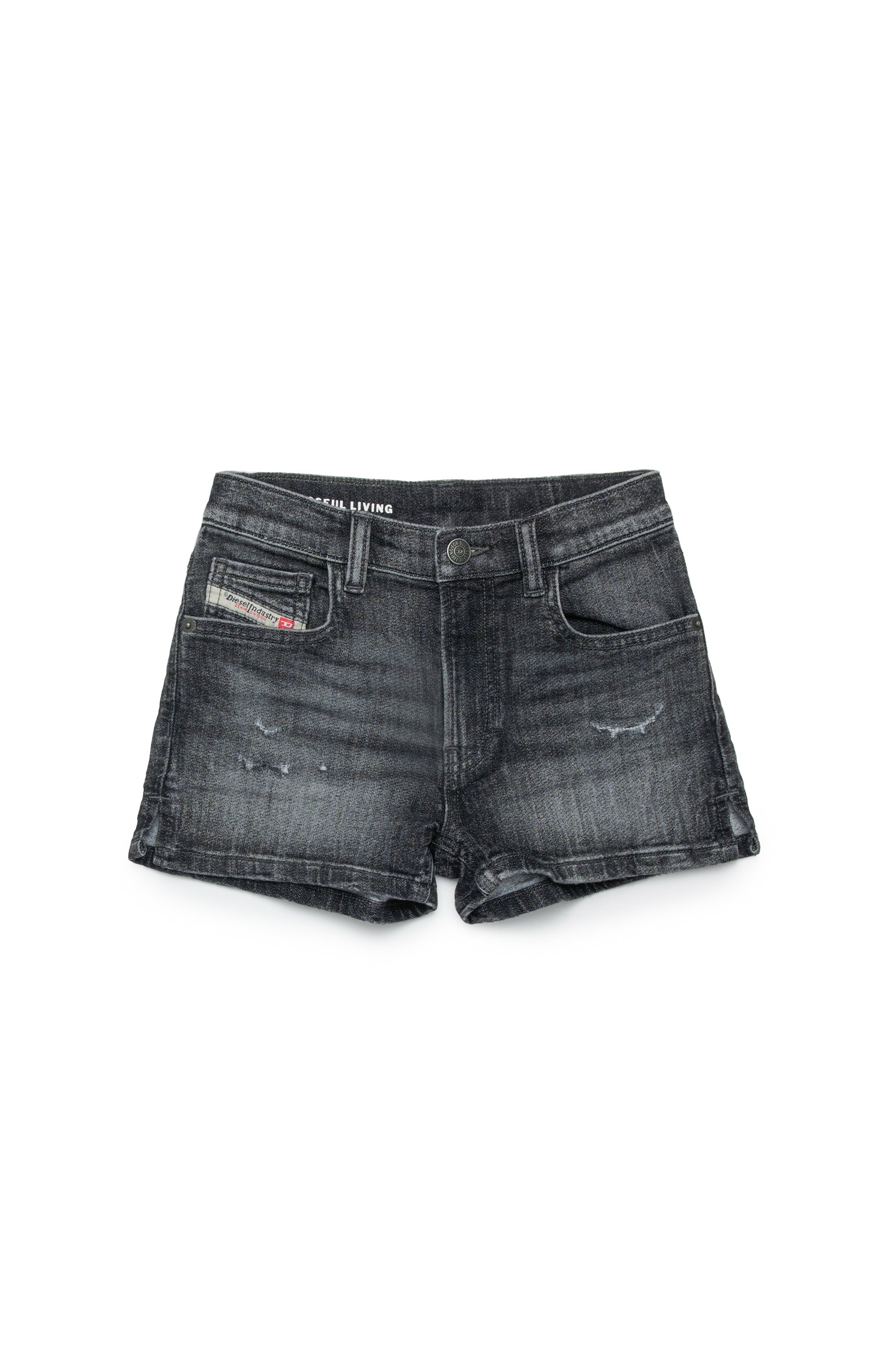 Diesel - PBOYSHORT-S JJJ, Damen Shorts aus JoggJeans mit Rissen in Schwarz - 1