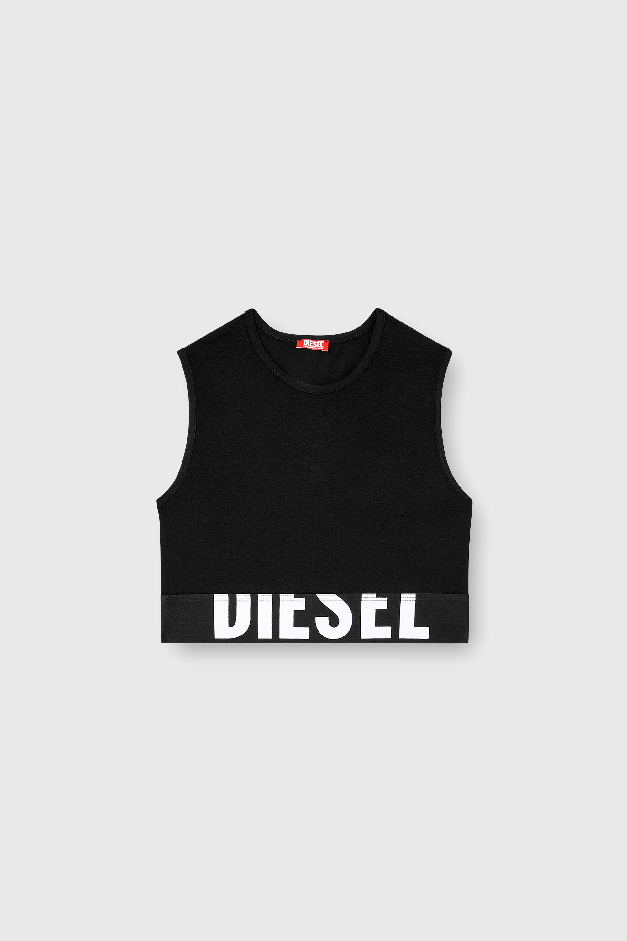 Diesel - ADA-D-POP, Damen Verk&uuml;rztes Tanktop mit Cut-off-Logo in Schwarz - 2