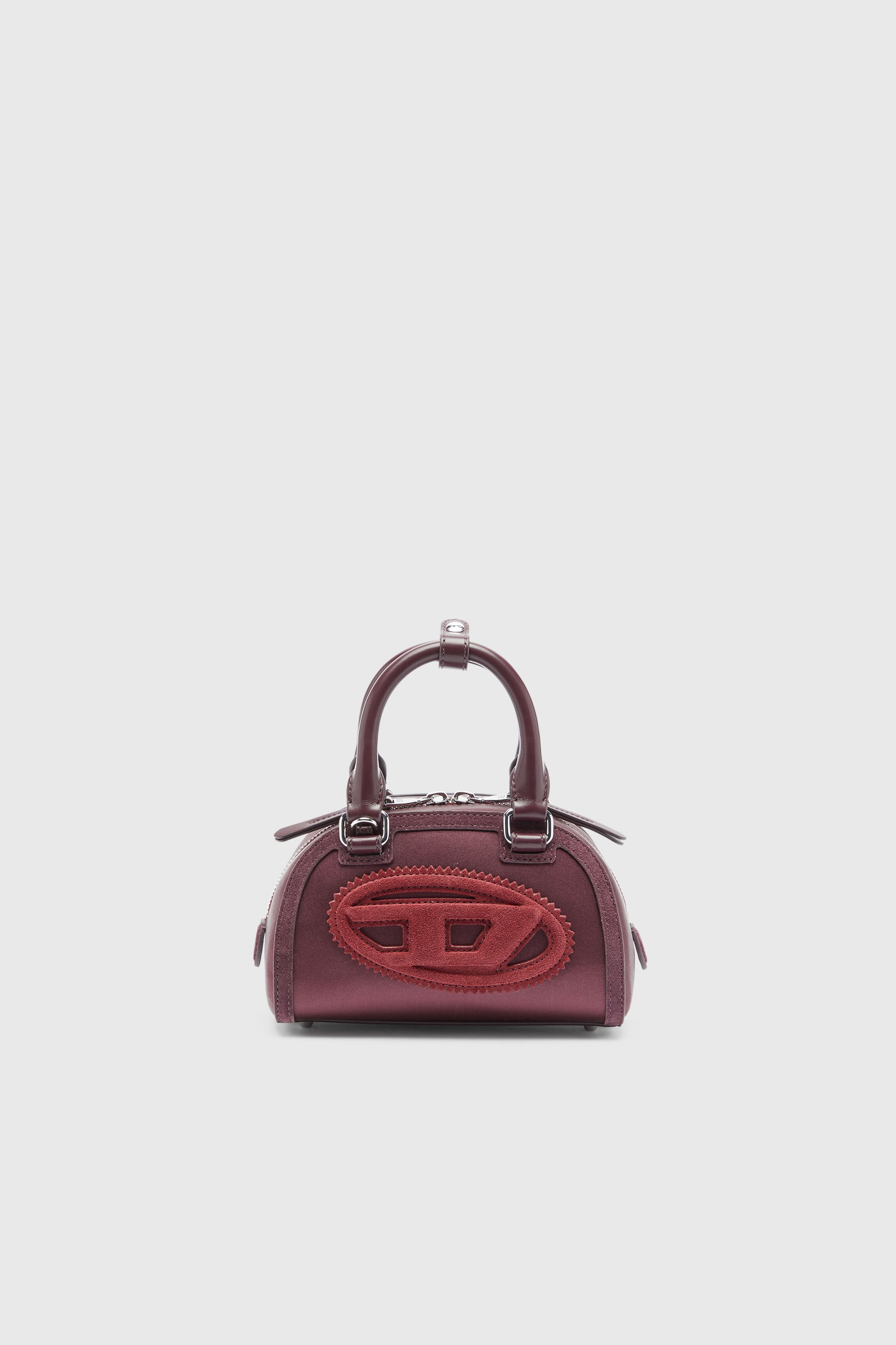 Diesel - 1DR DOME CROSSBODY, Damen 1DR Dome - Kleine-Umh&auml;ngetasche aus Satin und Velours in Burgunderrot - 1