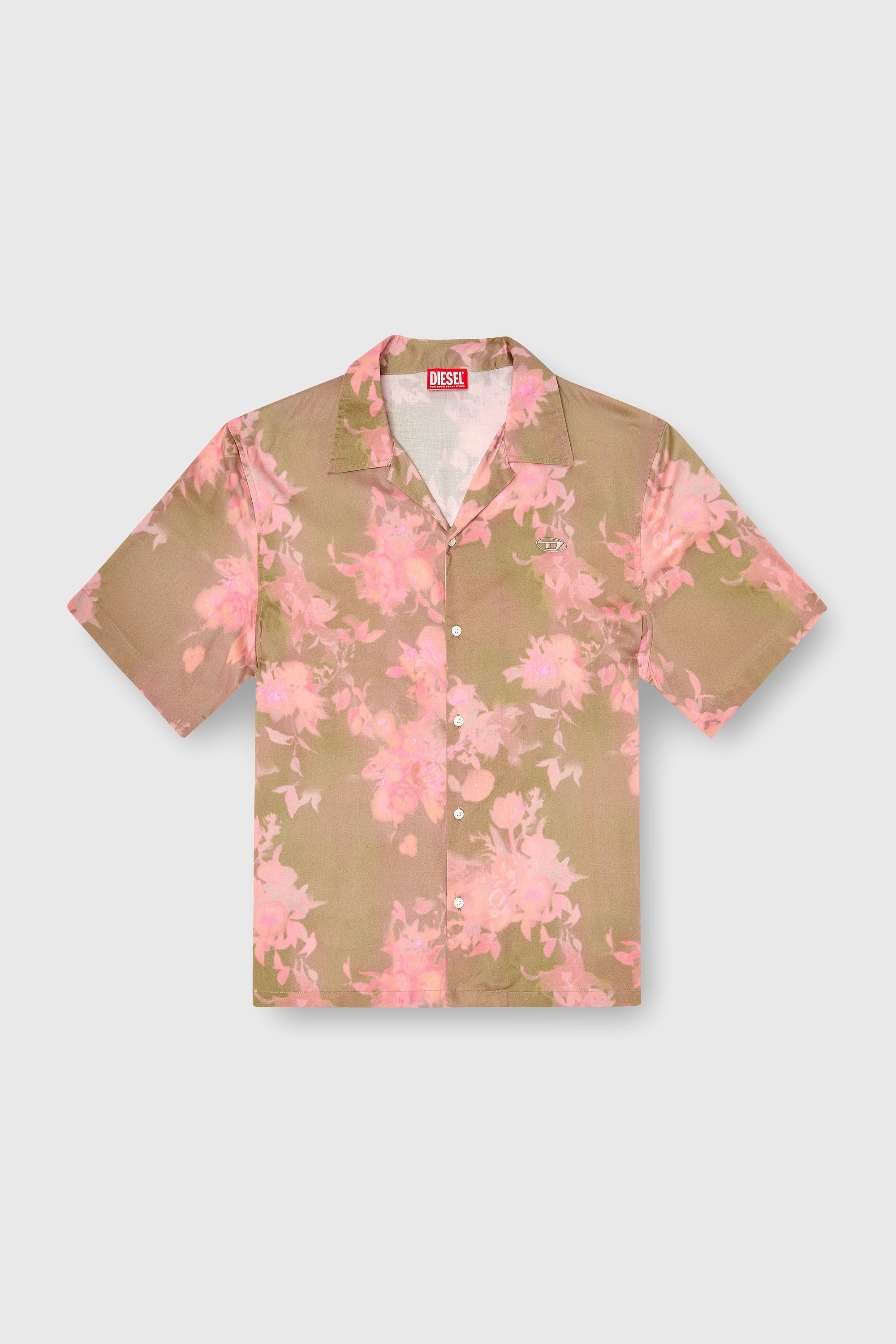Diesel - S-BRAD-QMCE, Man's Lyocell shirt with all-over floral print in Pink/Brown - 2
