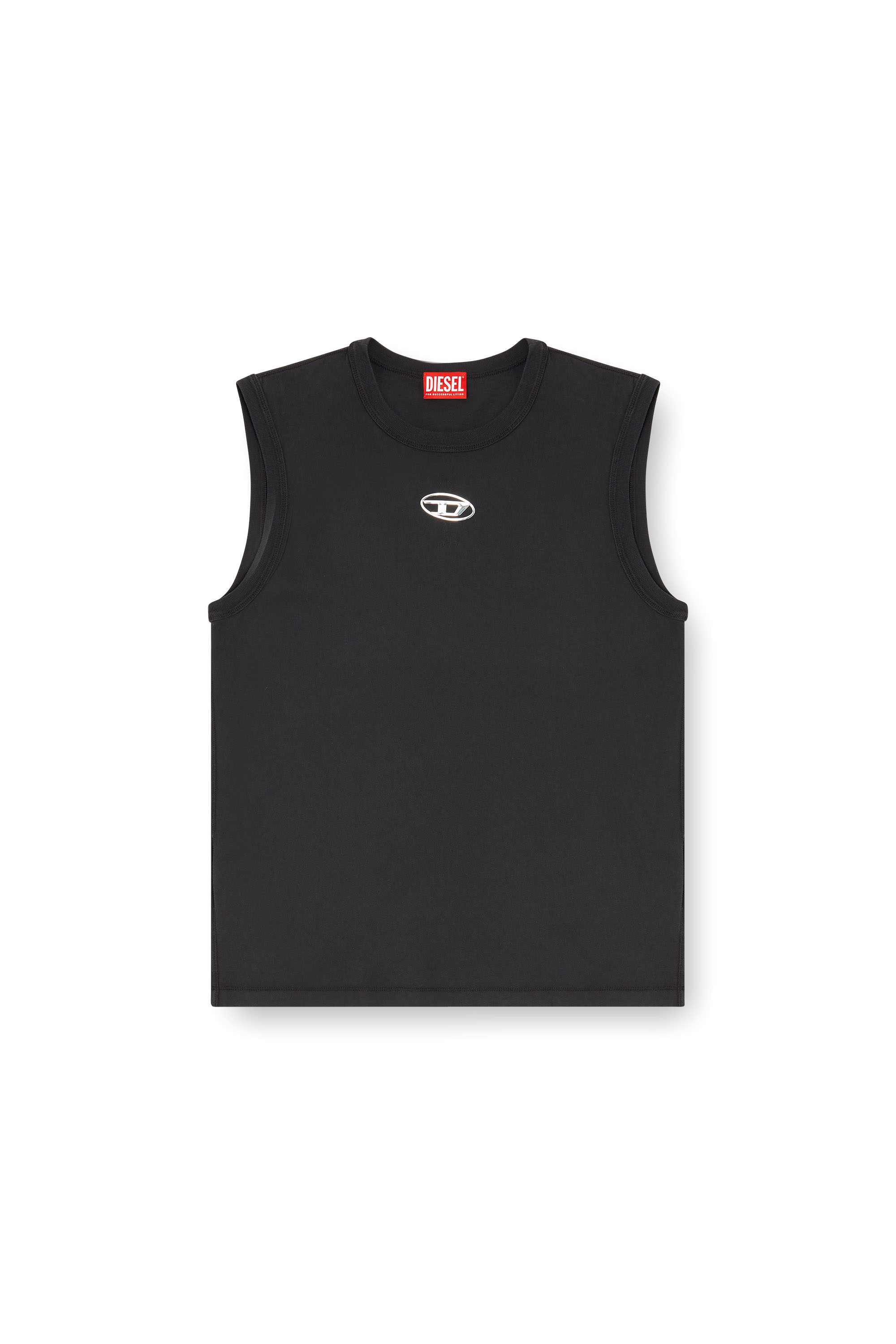 Diesel - T-BISCO-IOD, Herren Sleeveless cotton top with metallic Oval D in Schwarz - 3