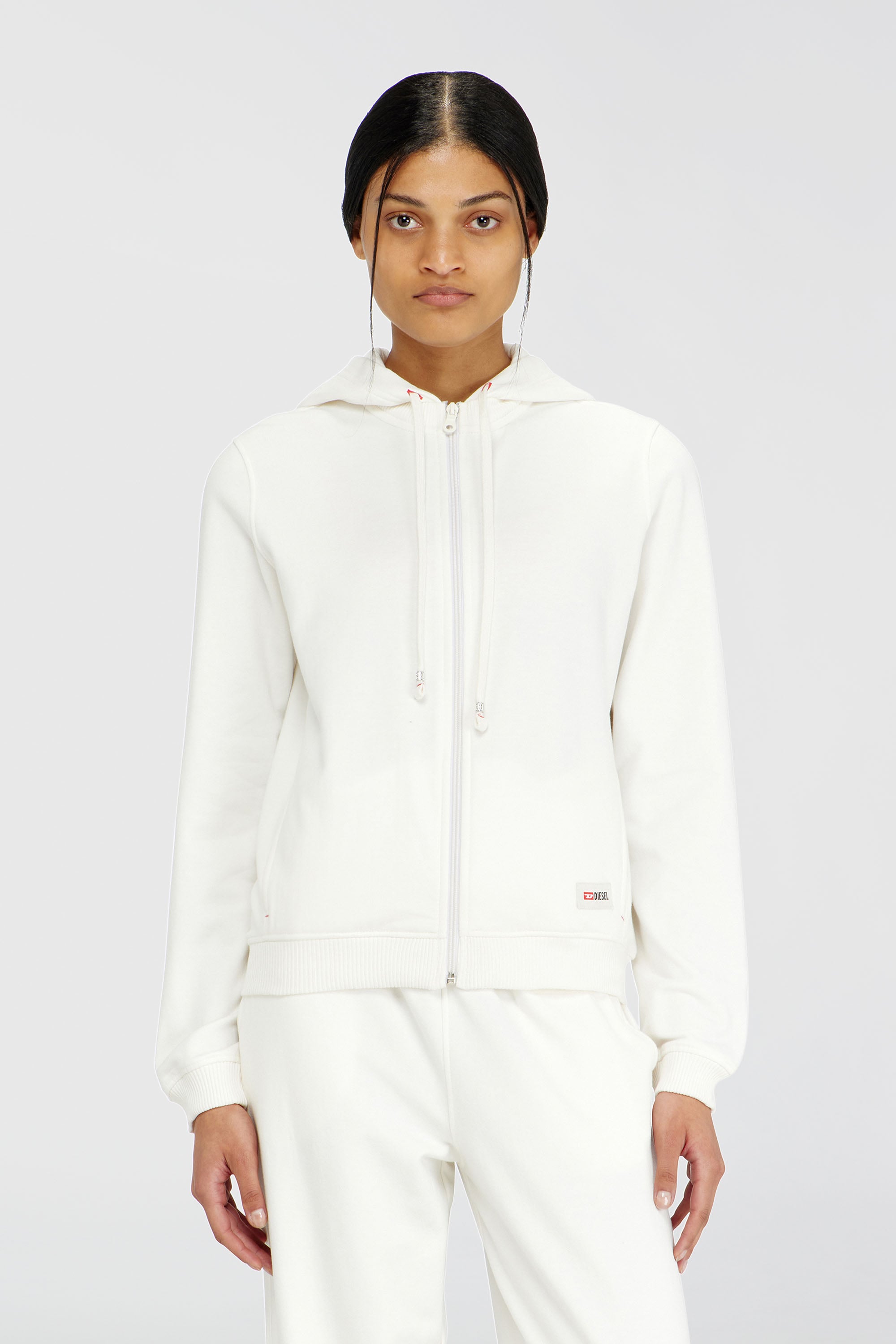 Diesel - HARRIET-D-CORE, Damen Kapuzenpullover aus aufgerauter Baumwollmischung in Wei&szlig; - 1