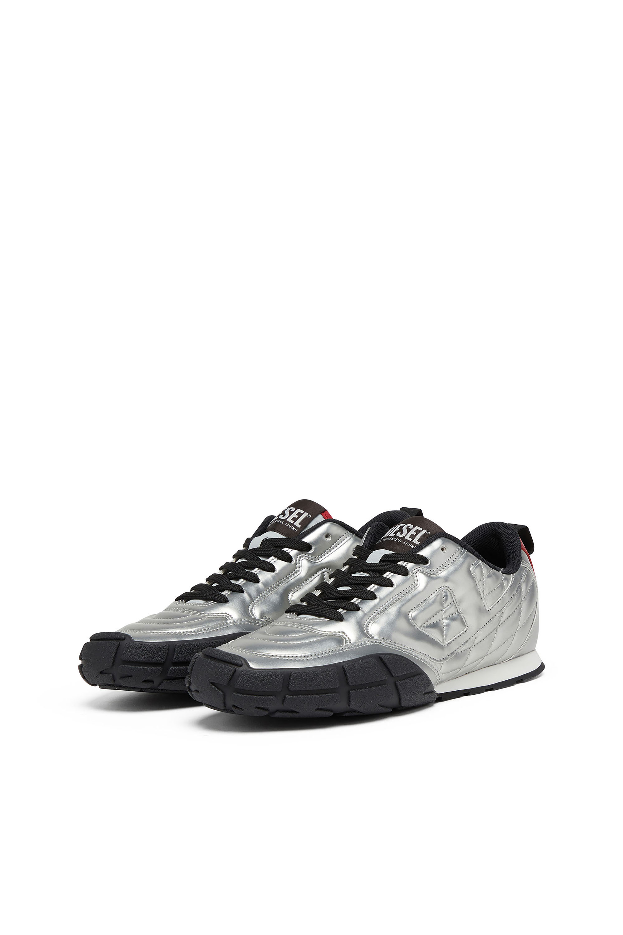 Diesel - S-PAGODHA LOW W, Damen S-Pagodha-Quilted metallic Sneakers in Silber/Schwarz - 3