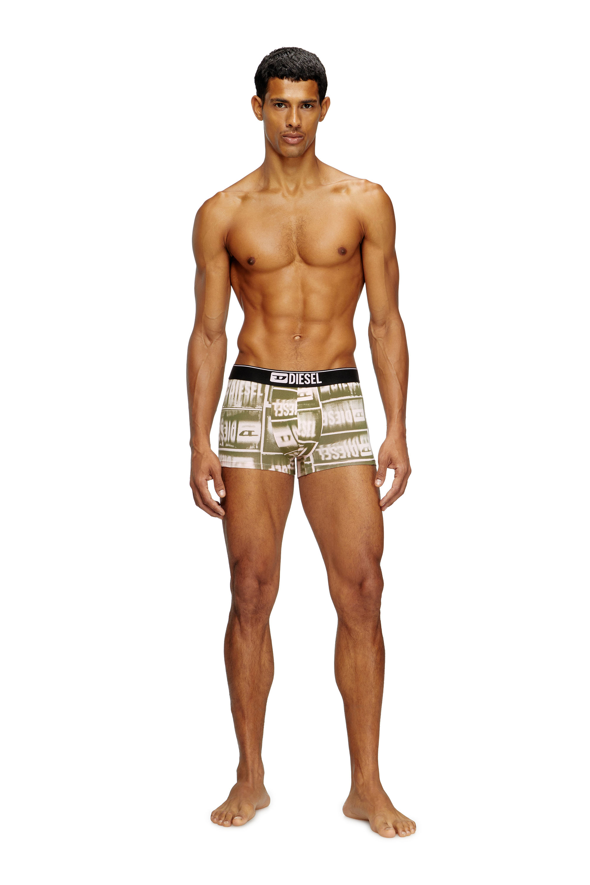 Diesel - DAMIEN-D-BOX, Man's Boxer briefs with faded logo print in Green - 2