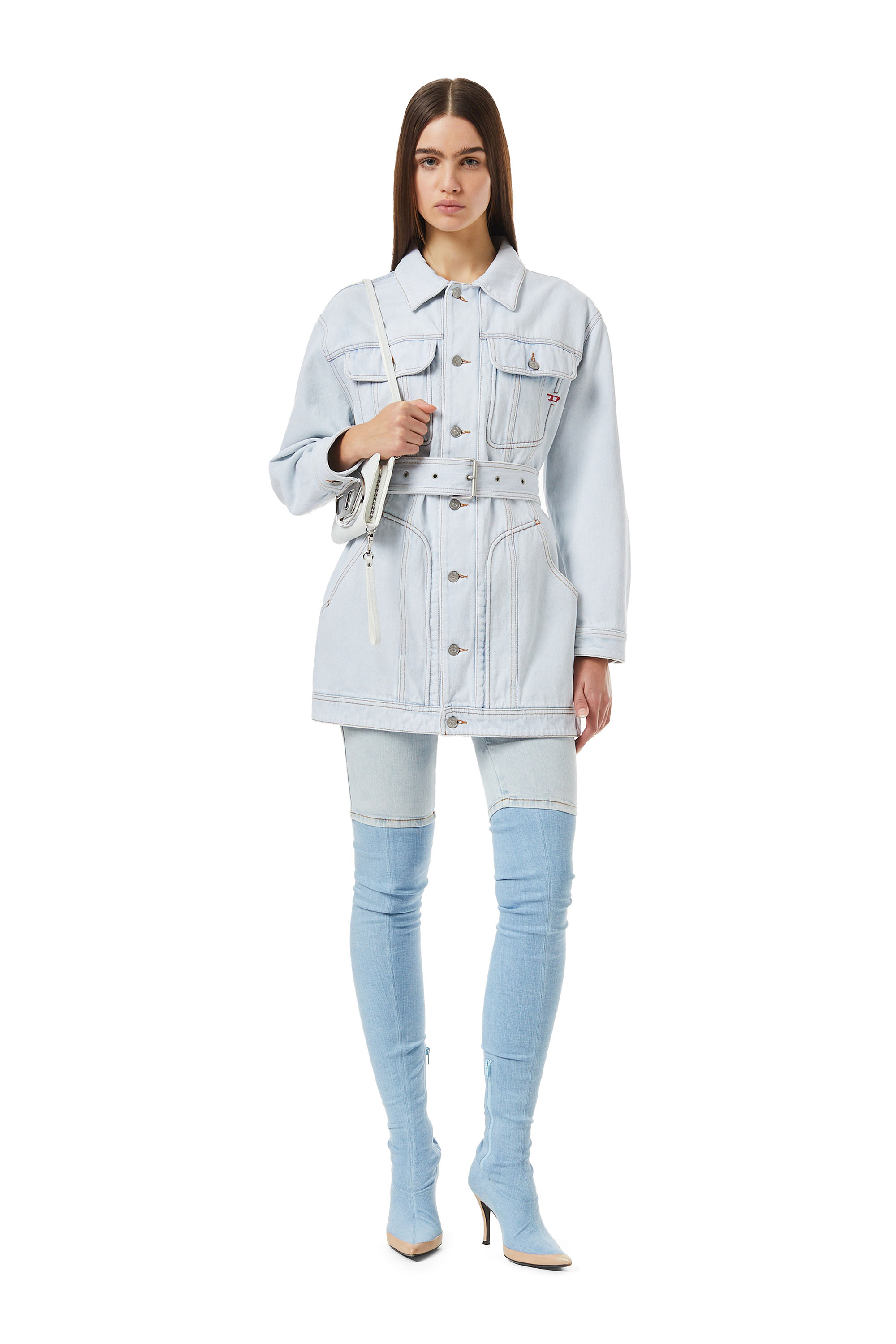 Diesel - DE-FLAMINIA TRUCKER COAT, Damen Truckerjacke in Hellblau - 1