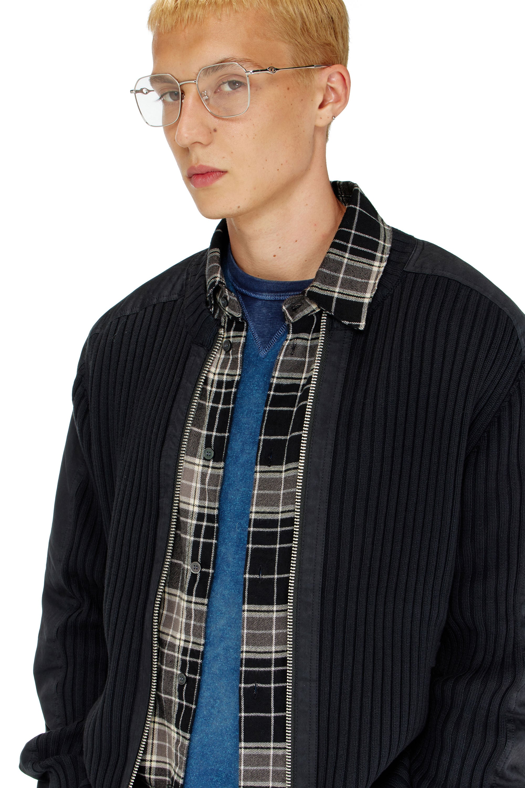 Diesel - K-MATTY, Herren Rei&szlig;verschluss-Cardigan mit Utility-Eins&auml;tzen in Schwarz - 5