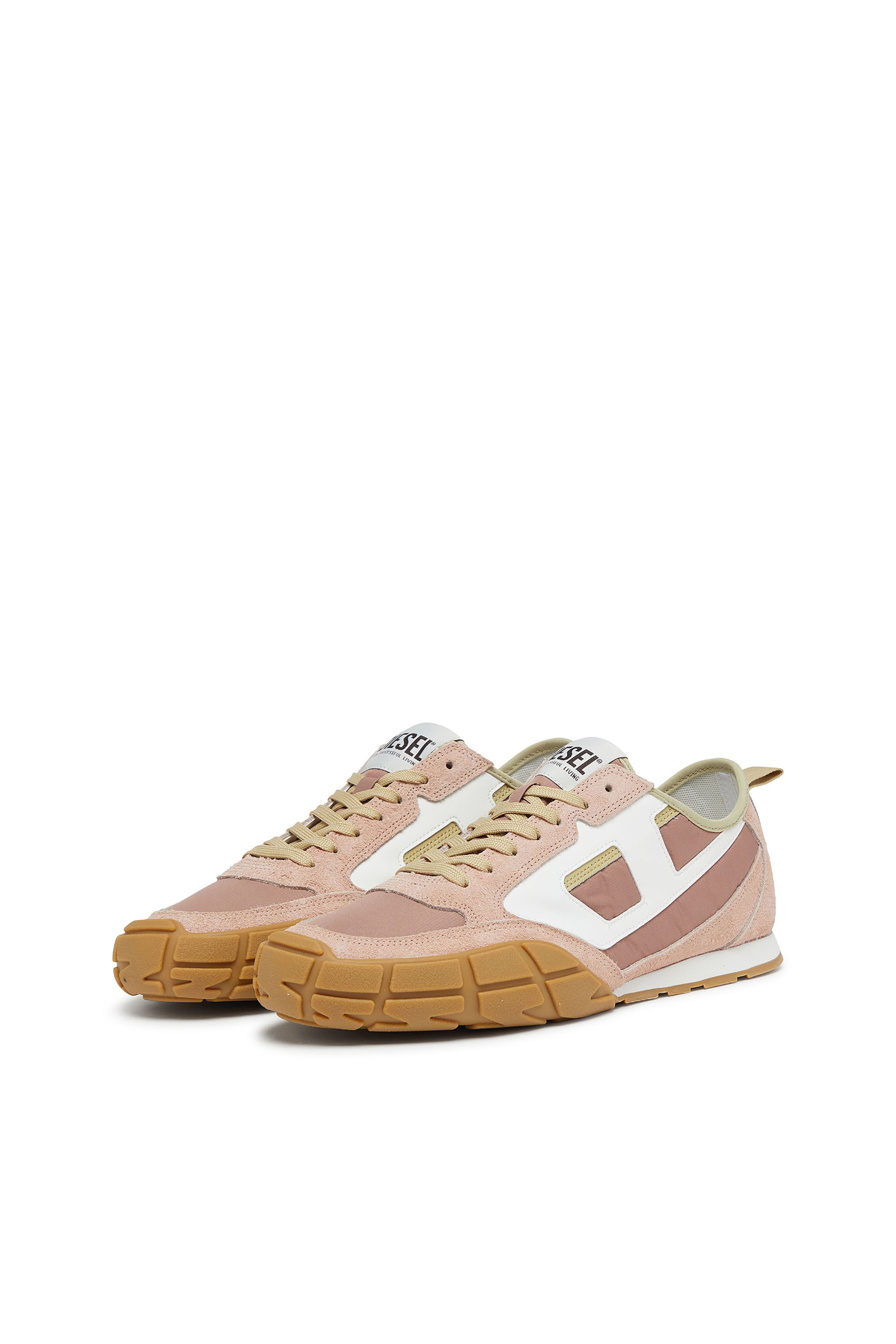 Diesel - S-PAGODHA LOW W, Damen S-Pagodha-Sneakers aus Leder, Wildleder und Ripstop in Rosa/Weiss - 3