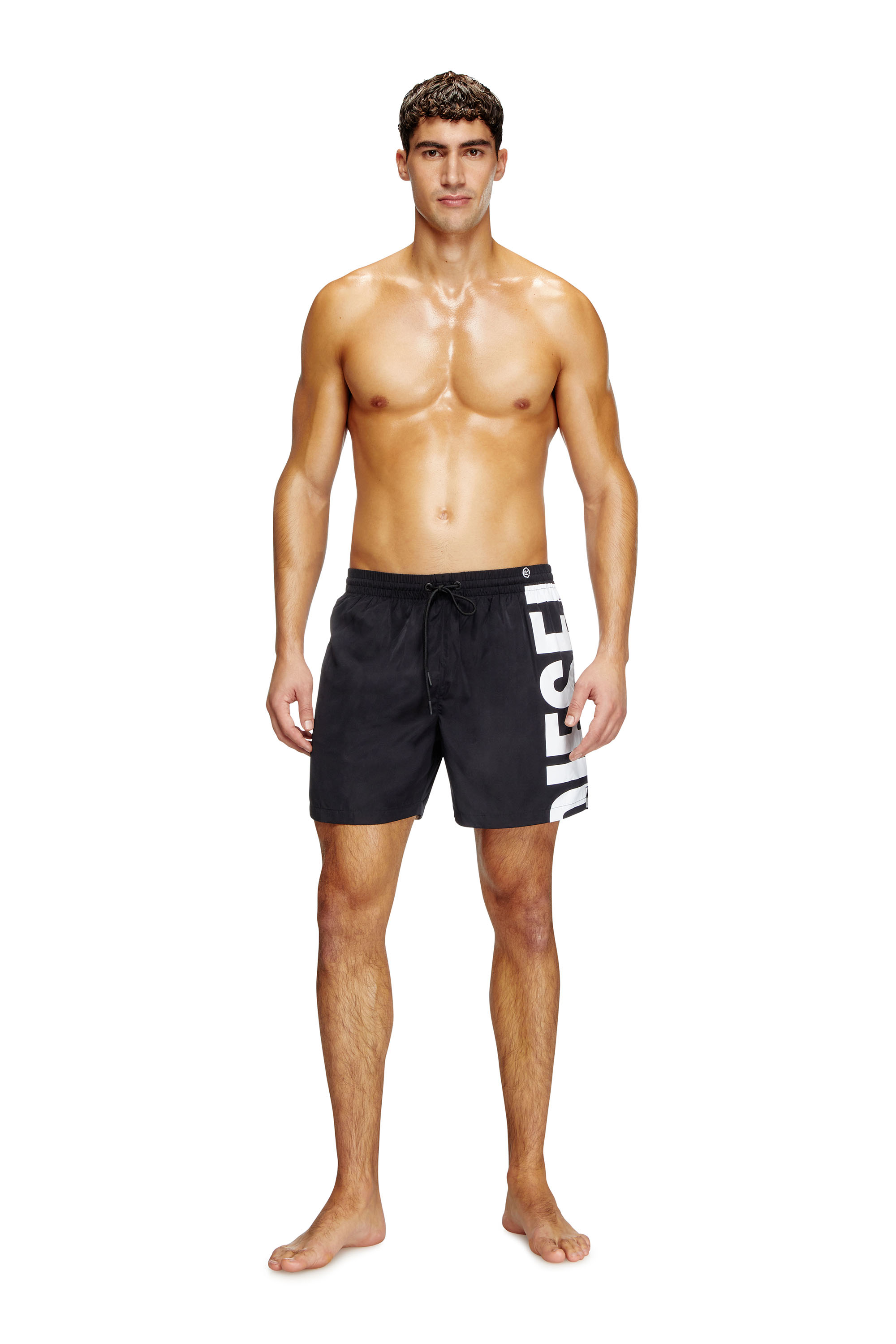 Diesel - RIO-41-D-CORE, Herren Mittellange Bade-Shorts mit Maxi-Logo in Schwarz/Weiss - 1