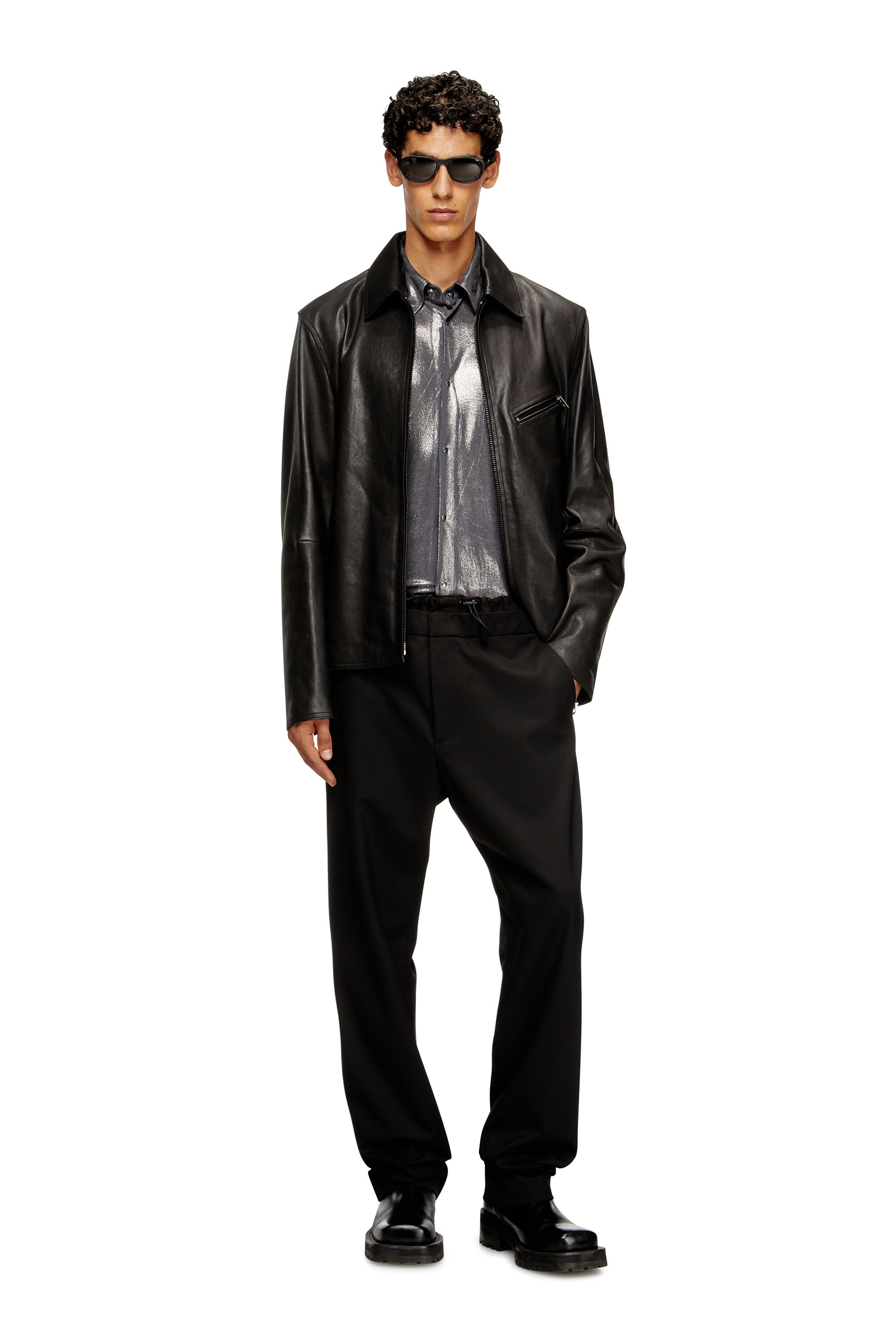 Diesel - P-OWERS, Herren Wollmischungshose mit elastischem Bund in Schwarz - 1