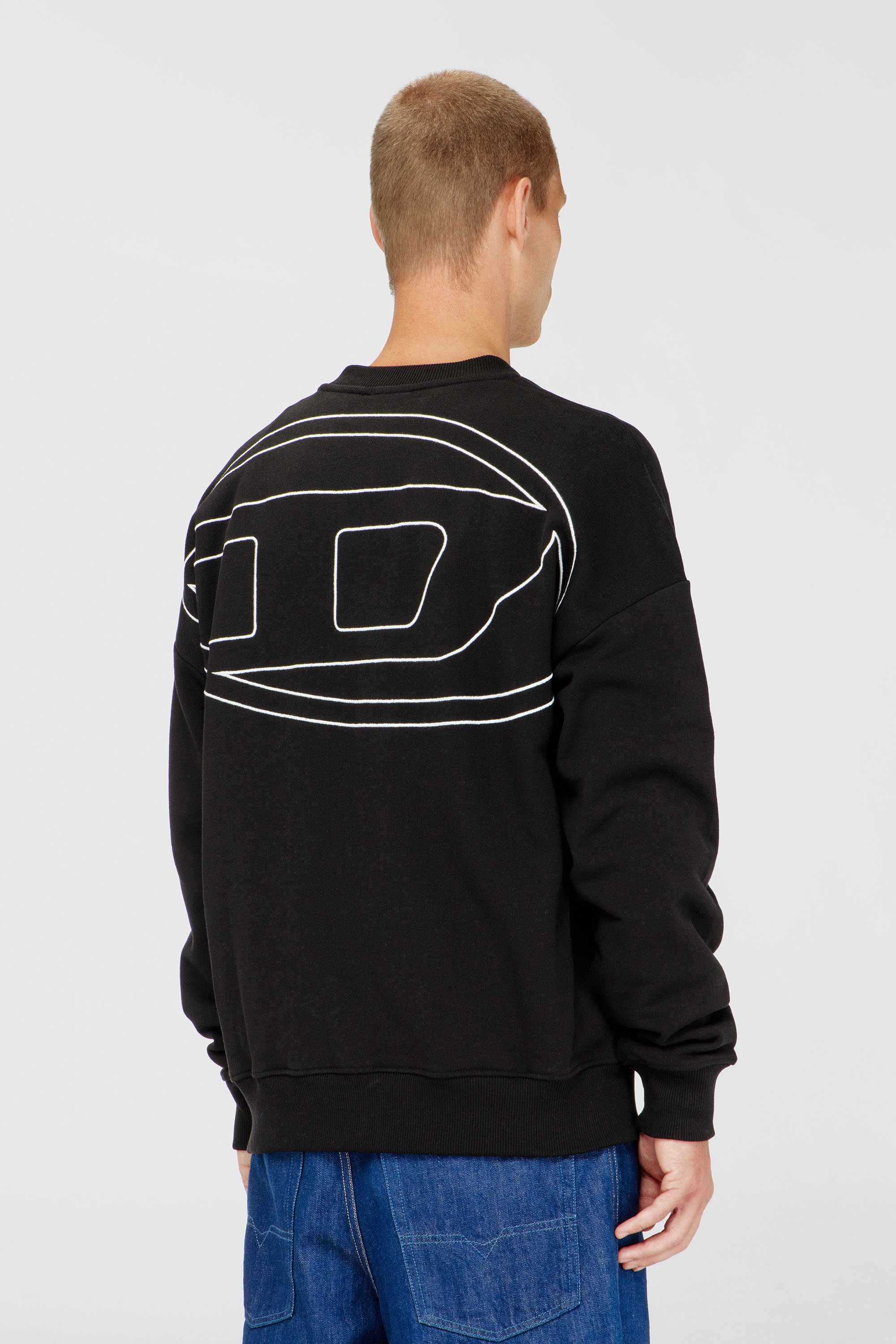 Diesel - S-ROB-MEGOVAL-D, Herren Sweatshirt mit Logo-Stickerei in Schwarz - 4