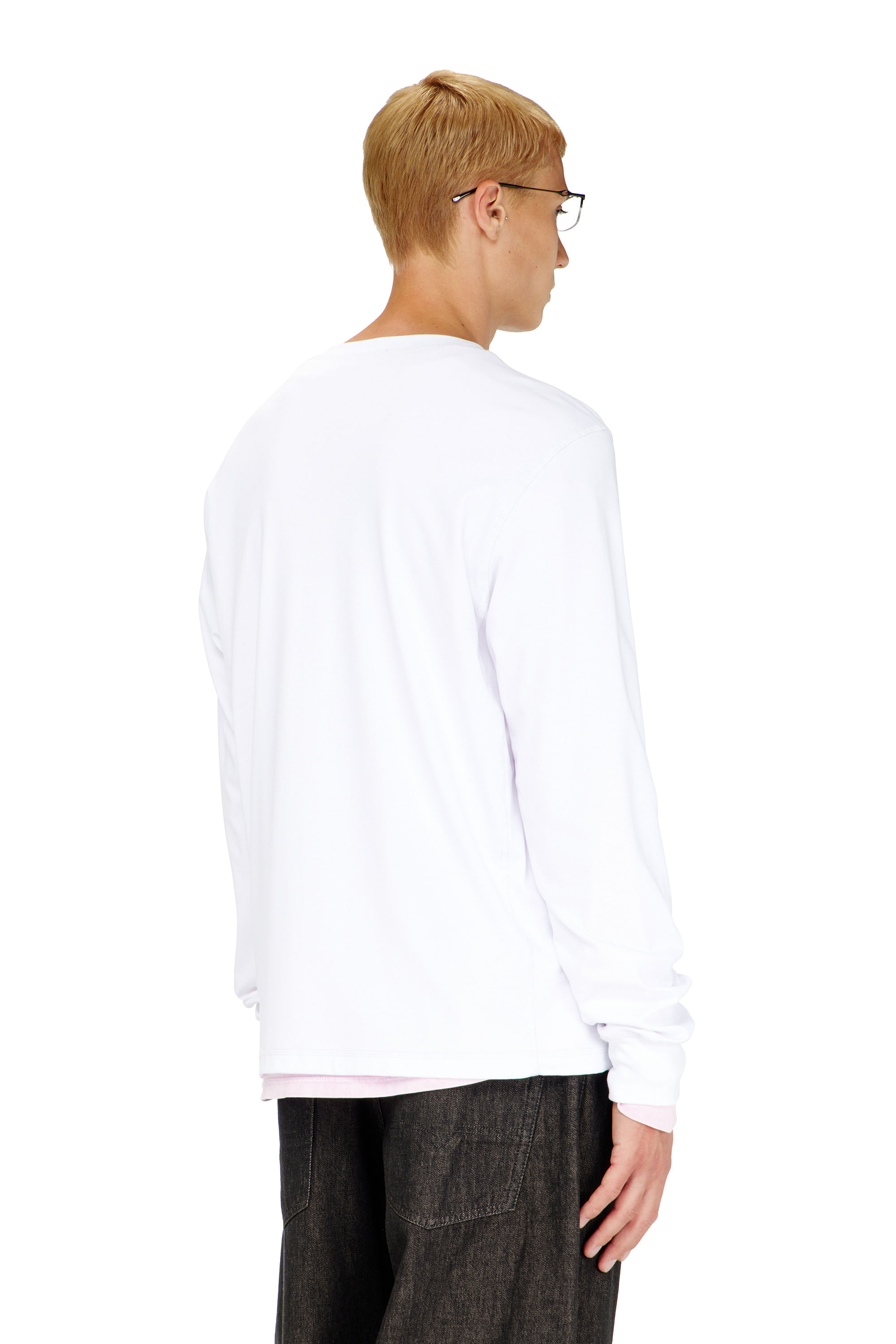 Diesel - T-MADJUST-LS-TR, Herren Baumwoll-Langarmshirt mit Oval D in Wei&szlig; - 4