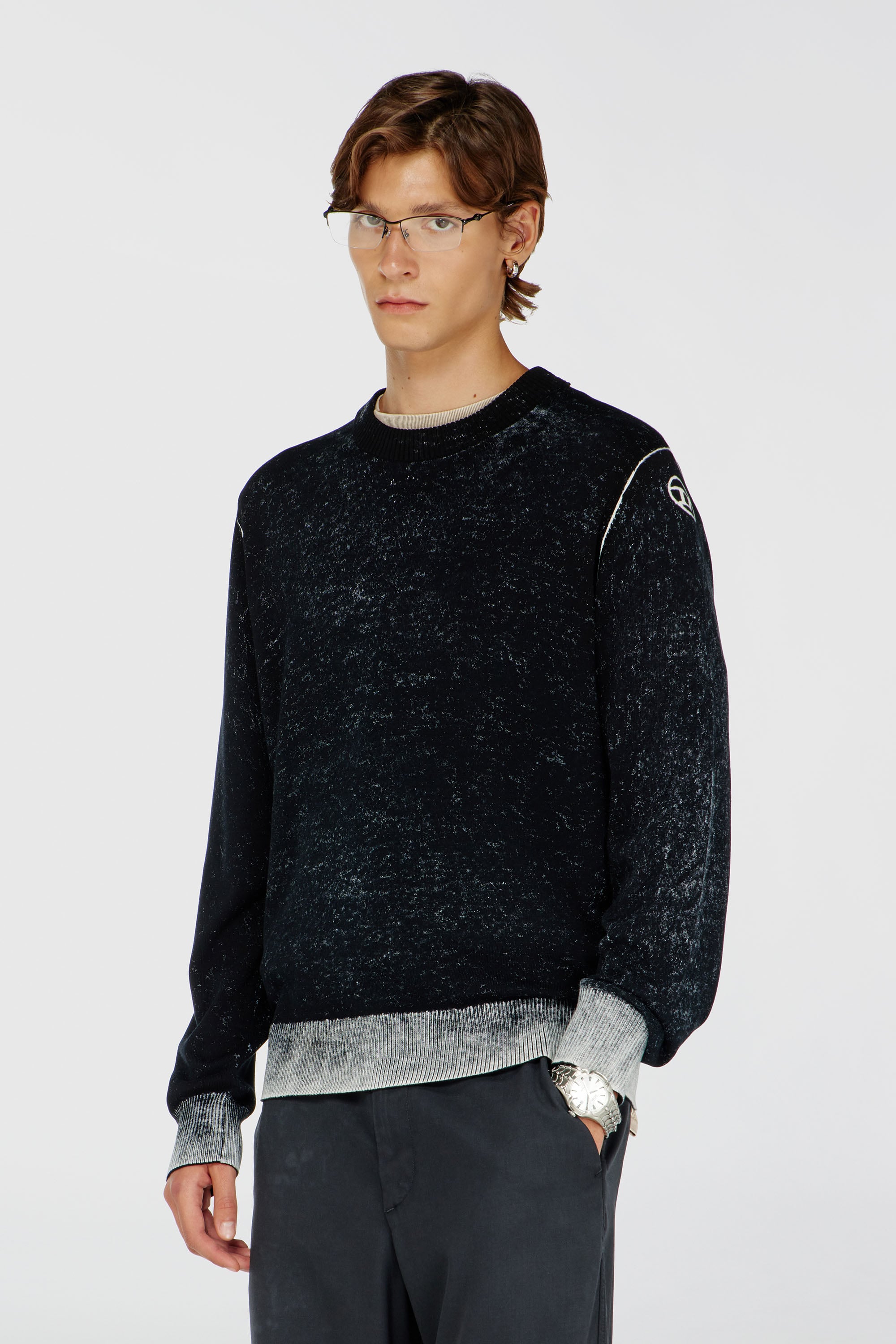 Diesel - K-LARENCE-B, Herren Pullover aus Baumwolle mit Innen-Print in Schwarz - 3