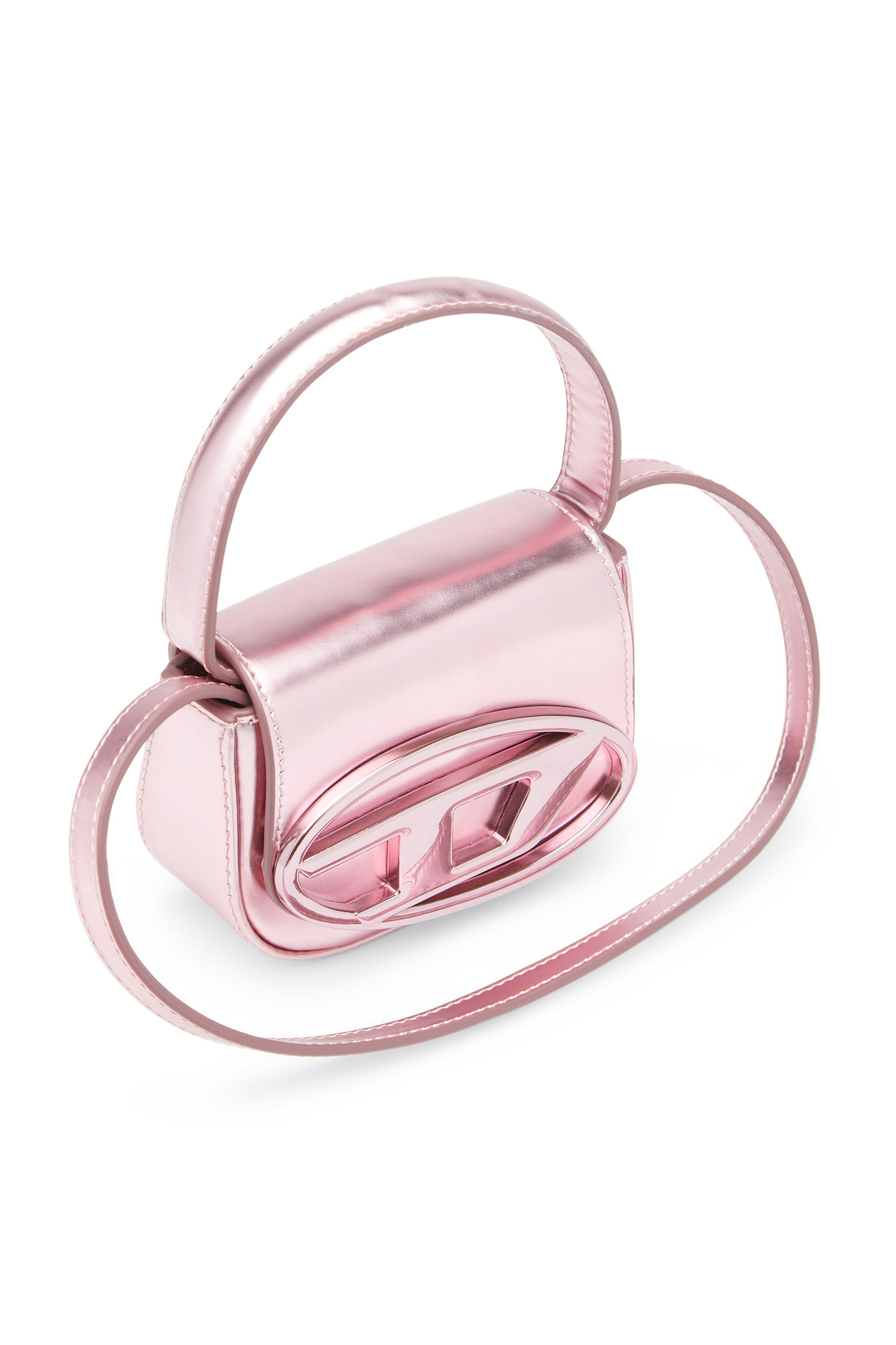 Diesel - 1DR-XS-S, Damen 1DR-XS-S-Ikonische Mini-Tasche aus Leder in Spiegeloptik in Rosa - 5