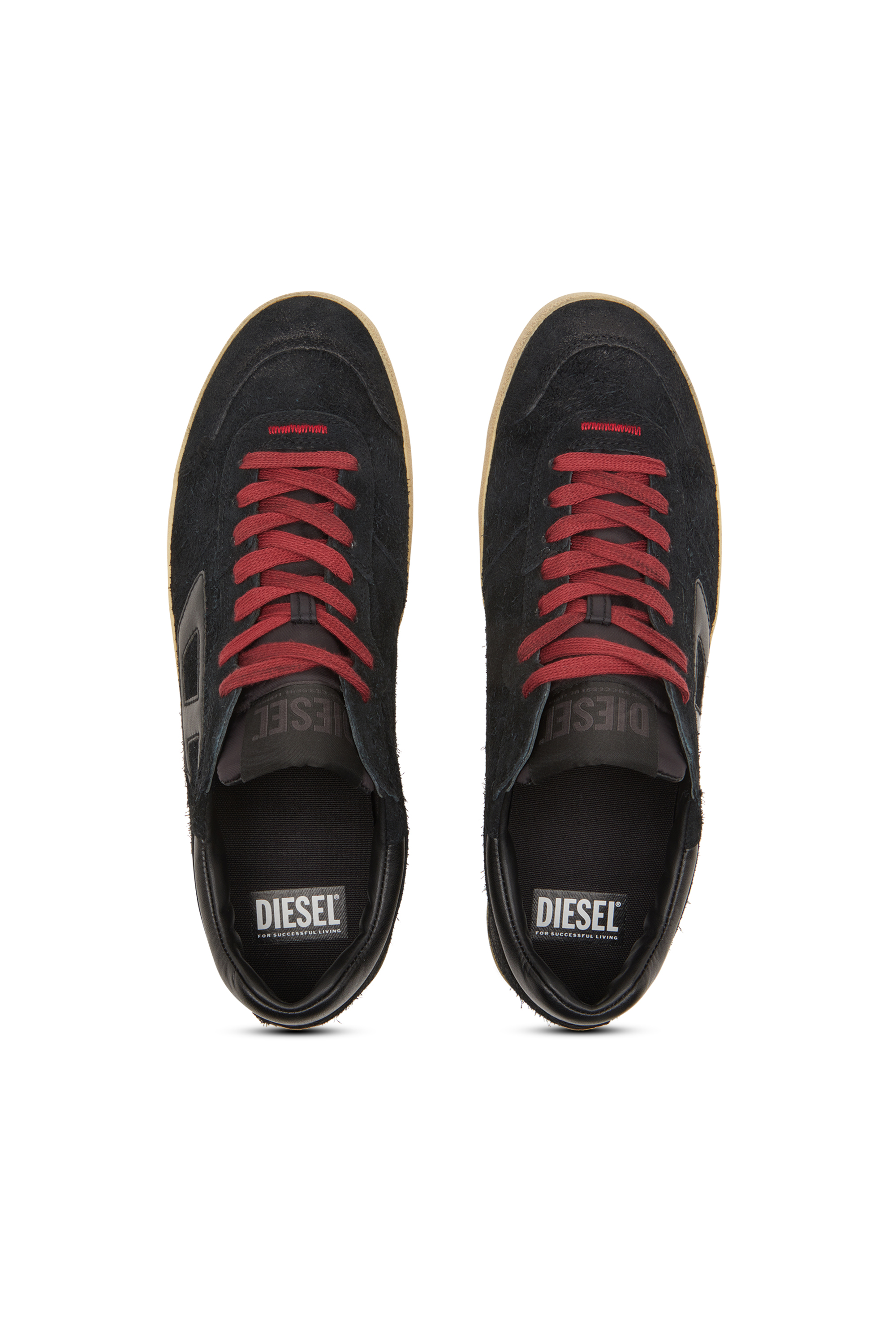 Diesel - S-LEROJI LOW, Herren S-Leroji-Distressed-Sneakers aus haarigem Veloursleder in Schwarz - 5