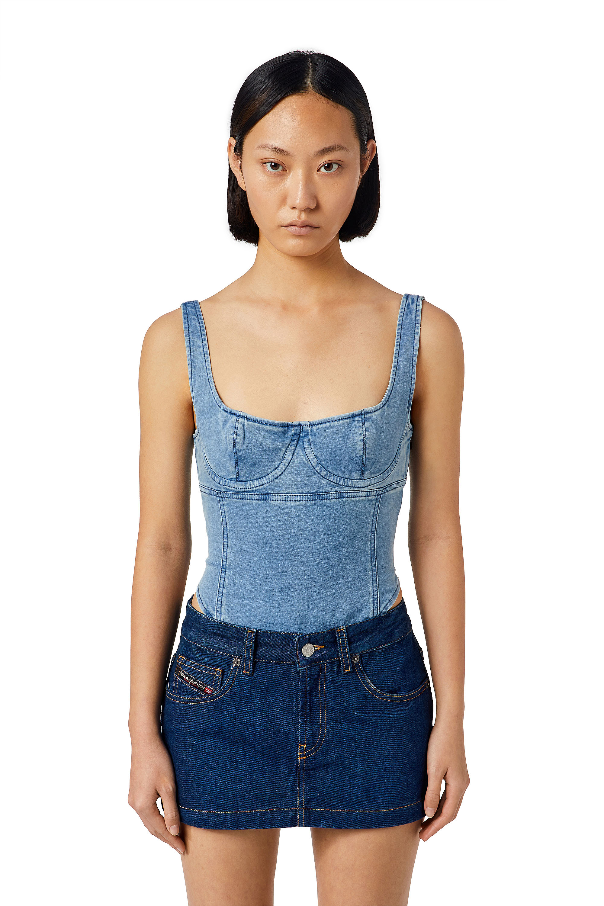 Diesel - D-GELLERT TRACK DENIM BODYSUIT, Hellblau - Image 1