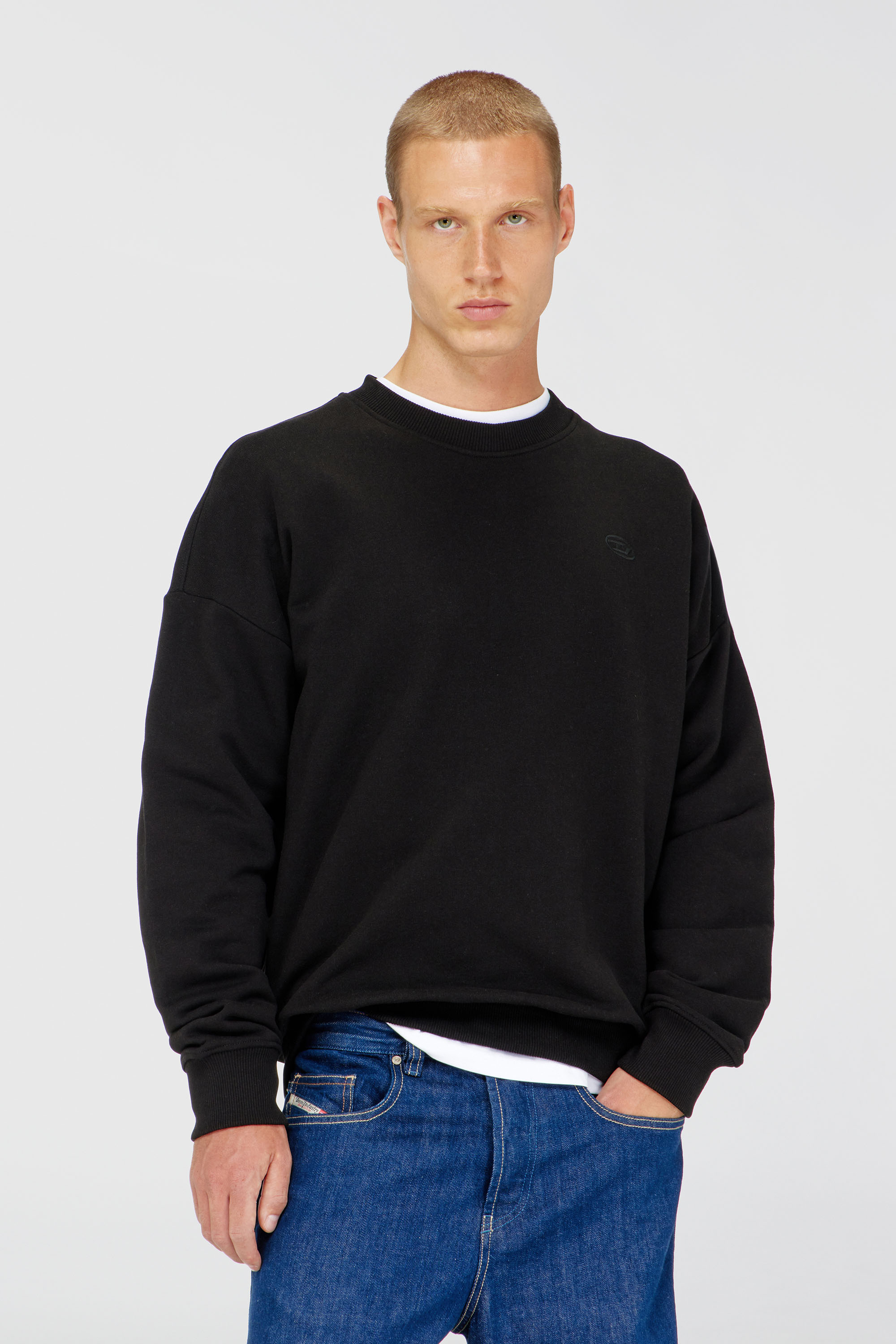 Diesel - S-ROB-MEGOVAL-D, Herren Sweatshirt mit Logo-Stickerei in Schwarz - 3