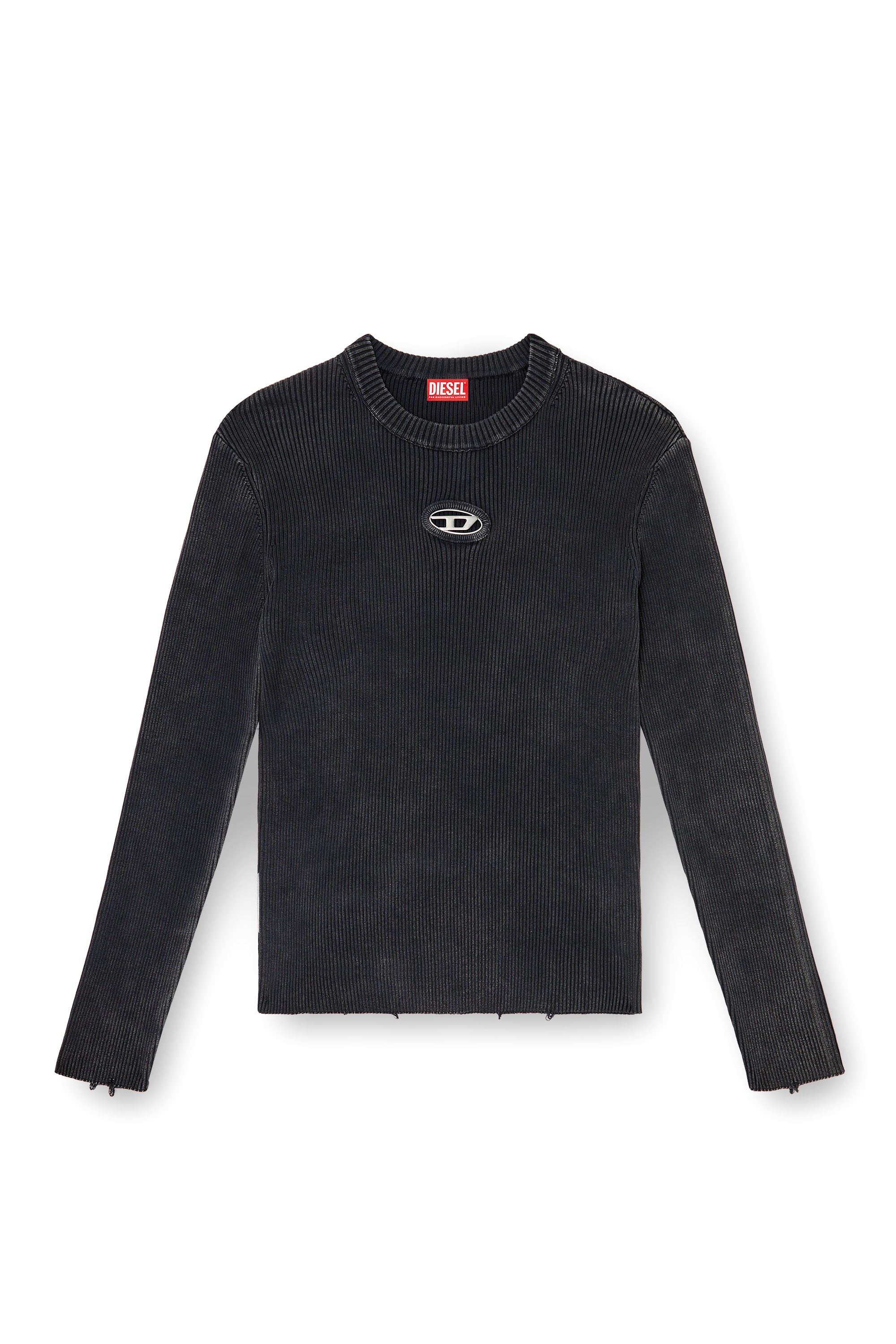 Diesel - K-DARIN-D, Herren Vielgetragener Pullover mit Cutout-Logo in Schwarz - 2