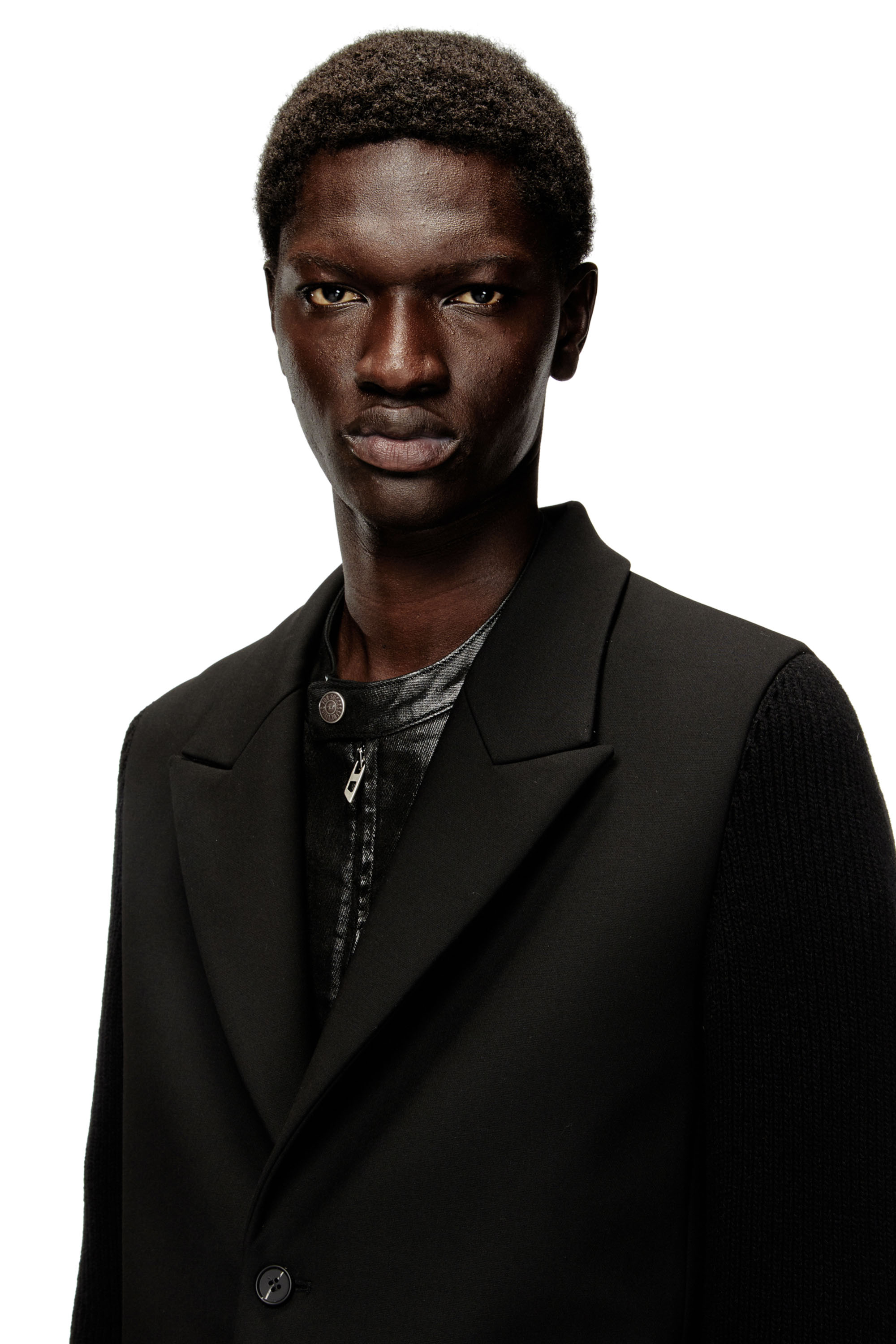 Diesel - W-YARD, Herren Mantel aus Schneiderstoff und Rippstrick in Schwarz - 5