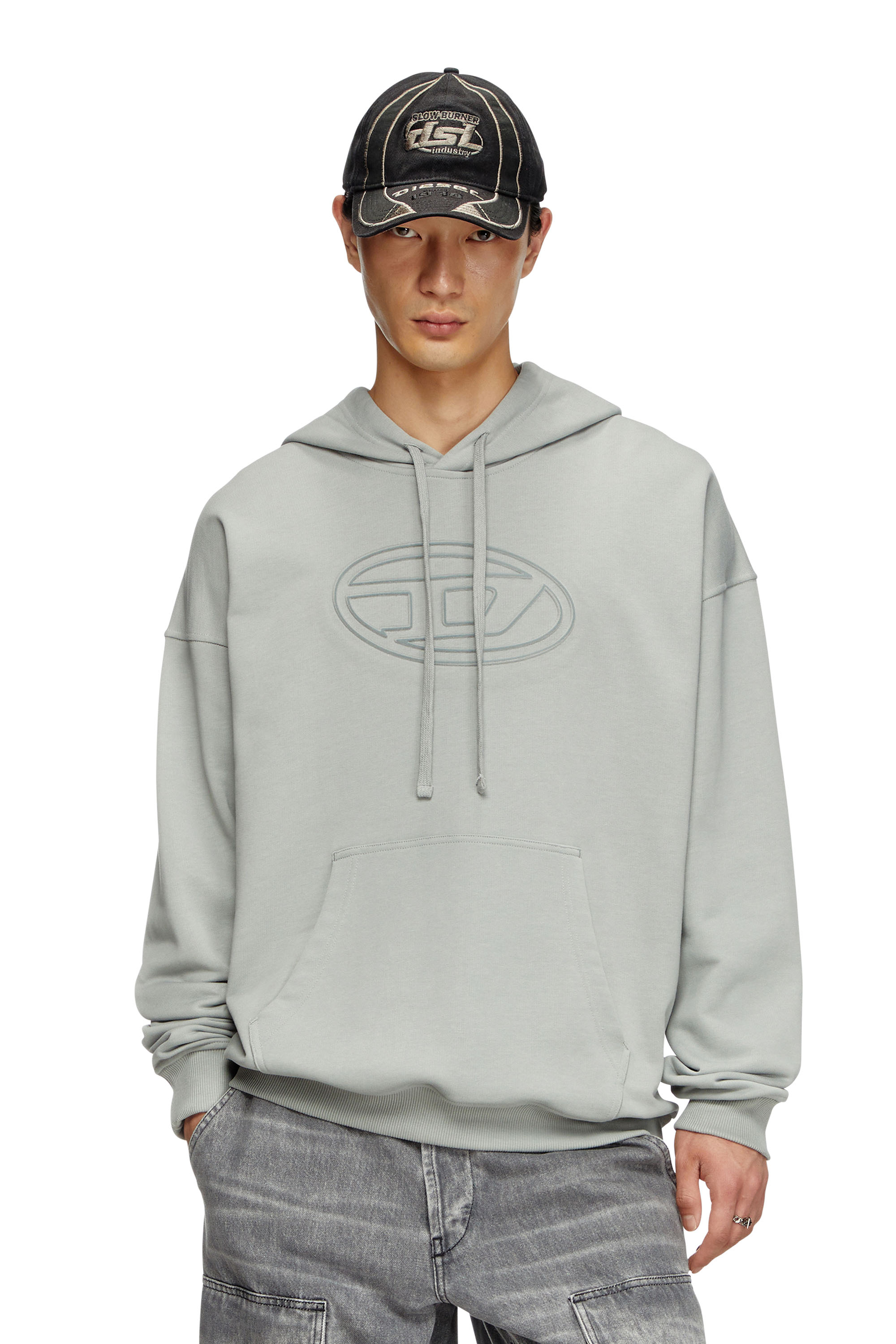 Diesel - S-UMMER-BIGOVAL, Herren Hoodie mit Oval D-Prägung in Hellgrau - 2