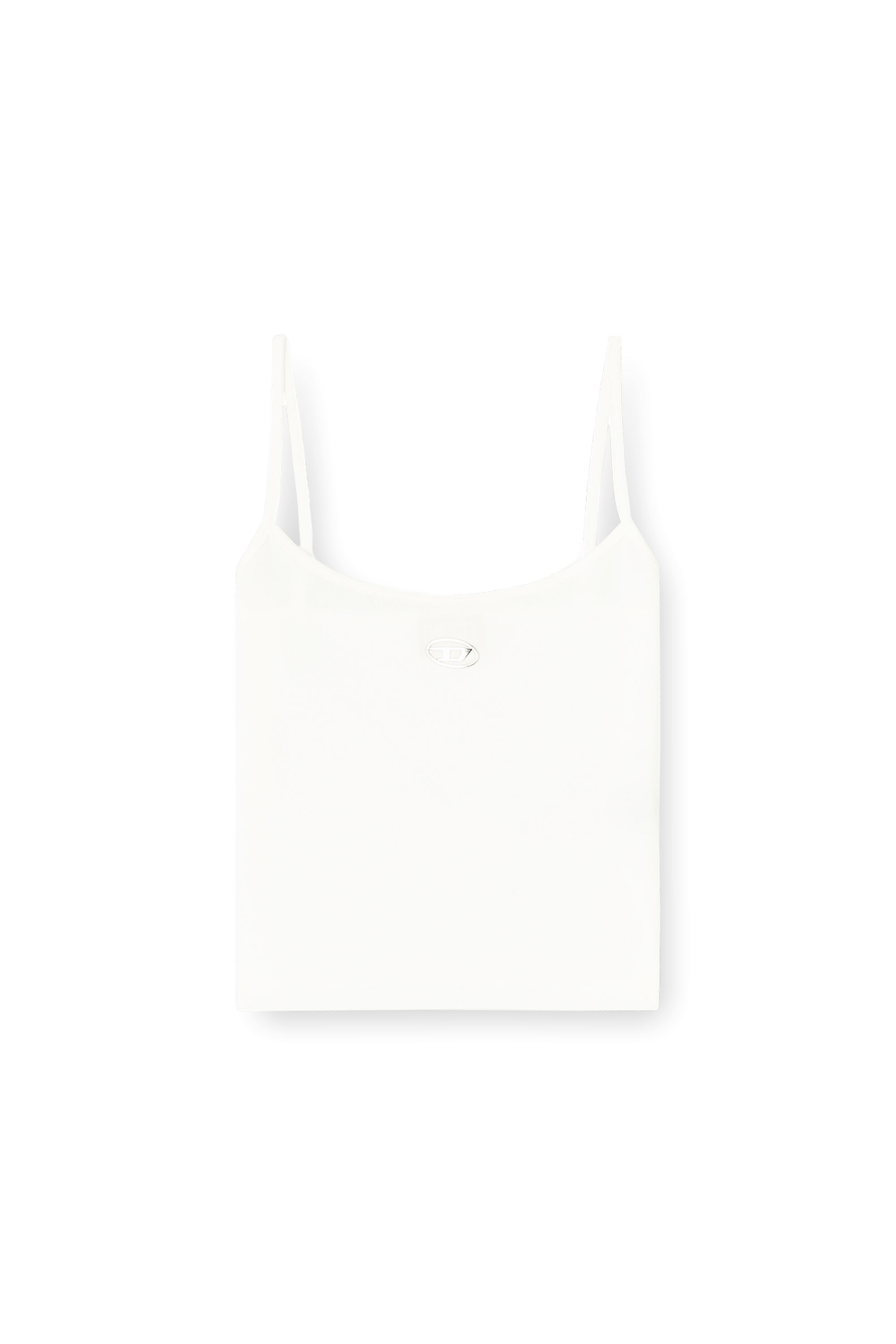 Diesel - T-HUPY-OD, Damen Rippen-Top mit metallicfarbenem Oval D in Weiß - 3