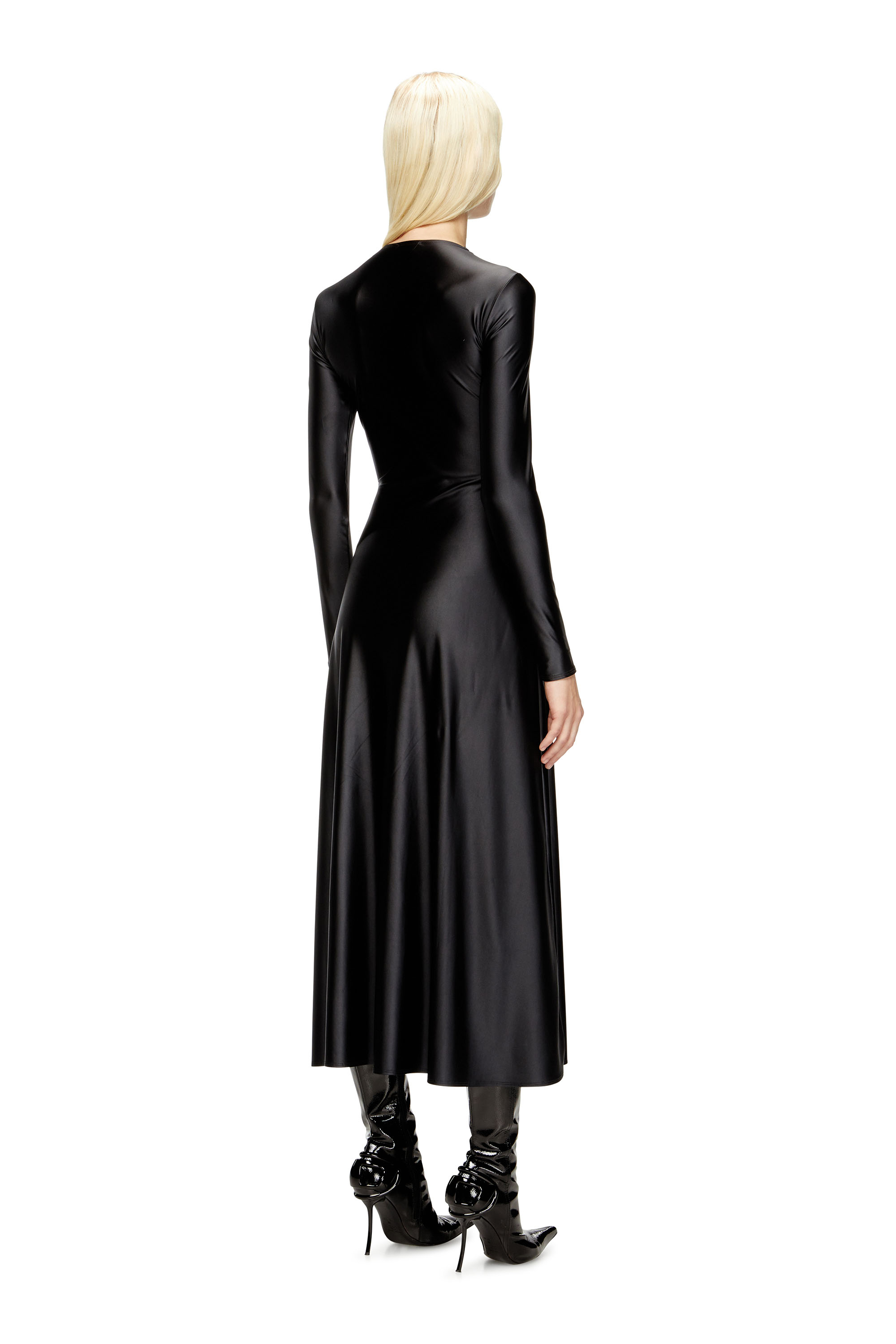 Diesel - D-IAMO, Damen Drapiertes Nylon-Kleid in Schwarz - 4