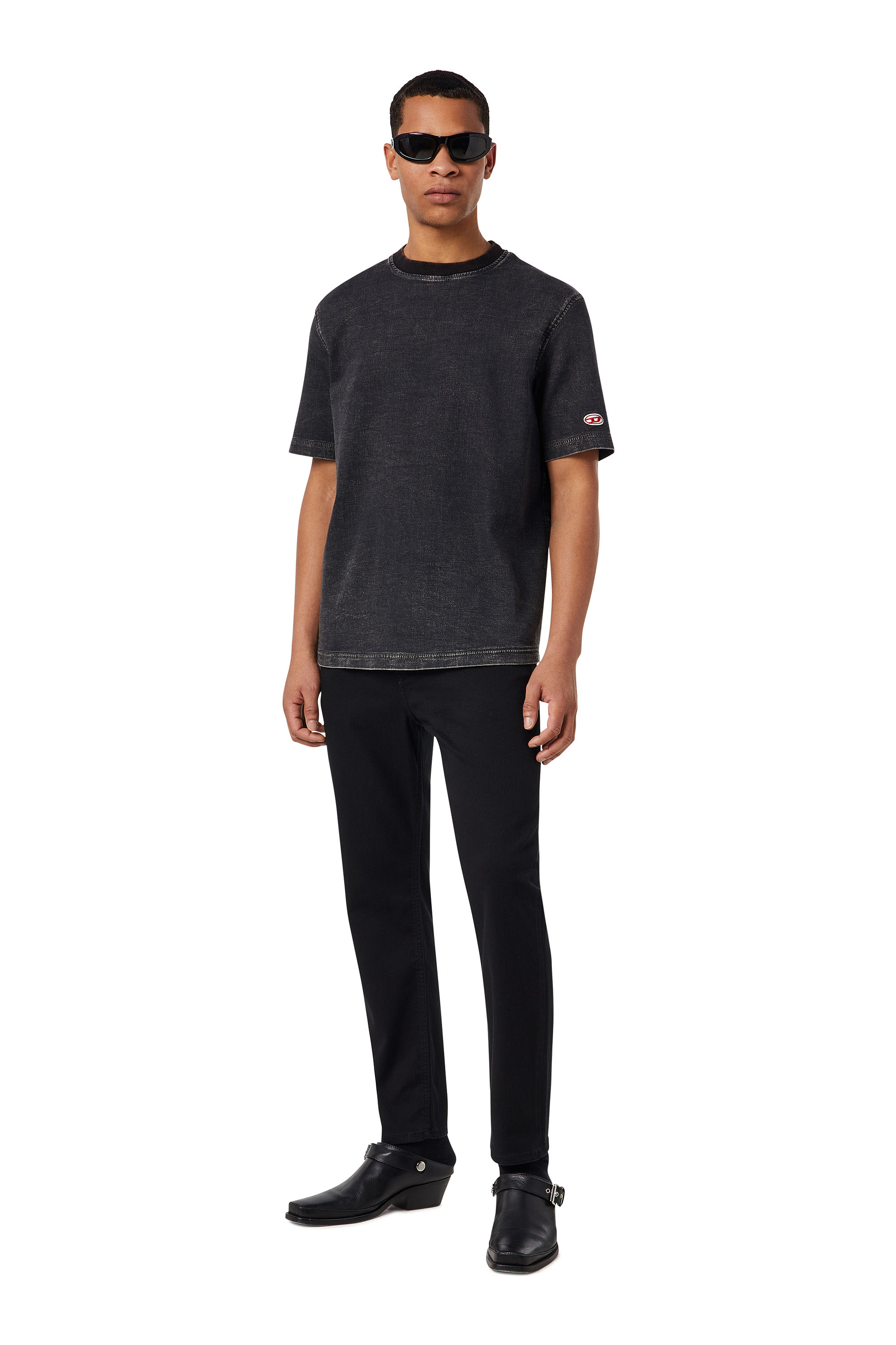 Diesel - D-BIGGOR TRACK DENIM T-SHIRT, Schwarz/Dunkelgrau - Image 2