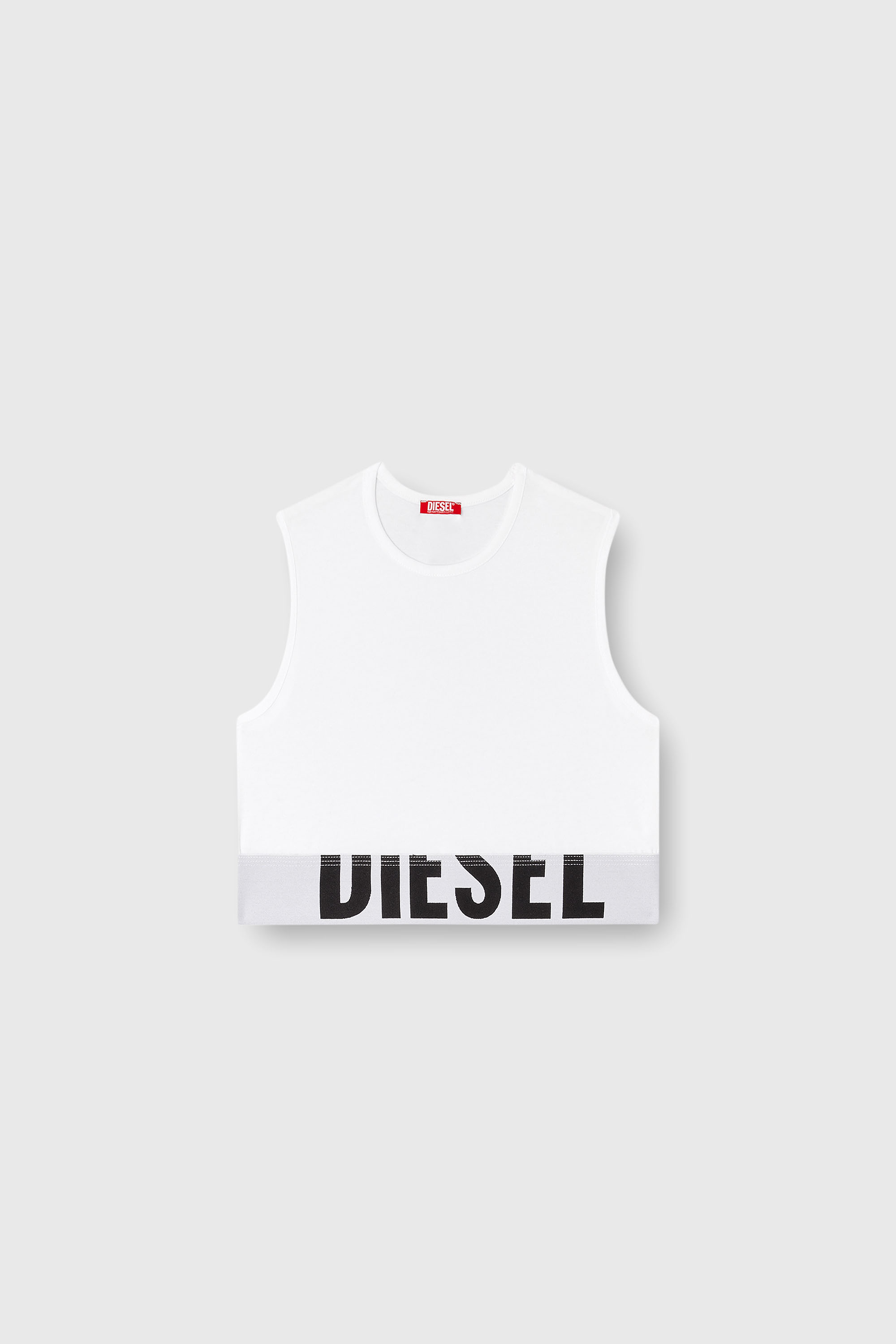 Diesel - ADA-D-POP, Damen Verk&uuml;rztes Tanktop mit Cut-off-Logo in Wei&szlig; - 2