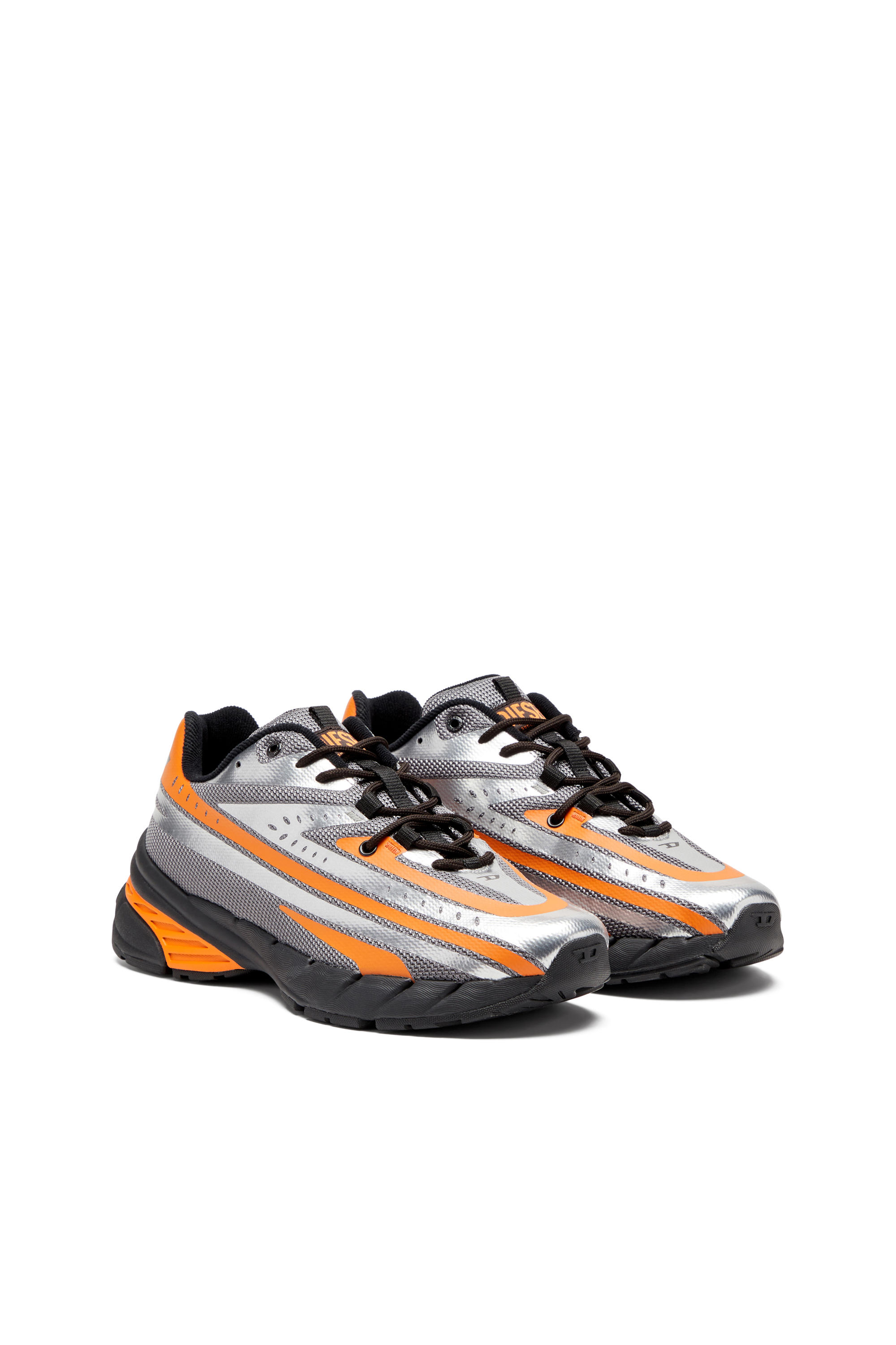 Diesel - D-AIRSPEED LOW, Herren D-Airspeed-Sneakers aus beschichtetem Mesh in Grau/Orange - 2