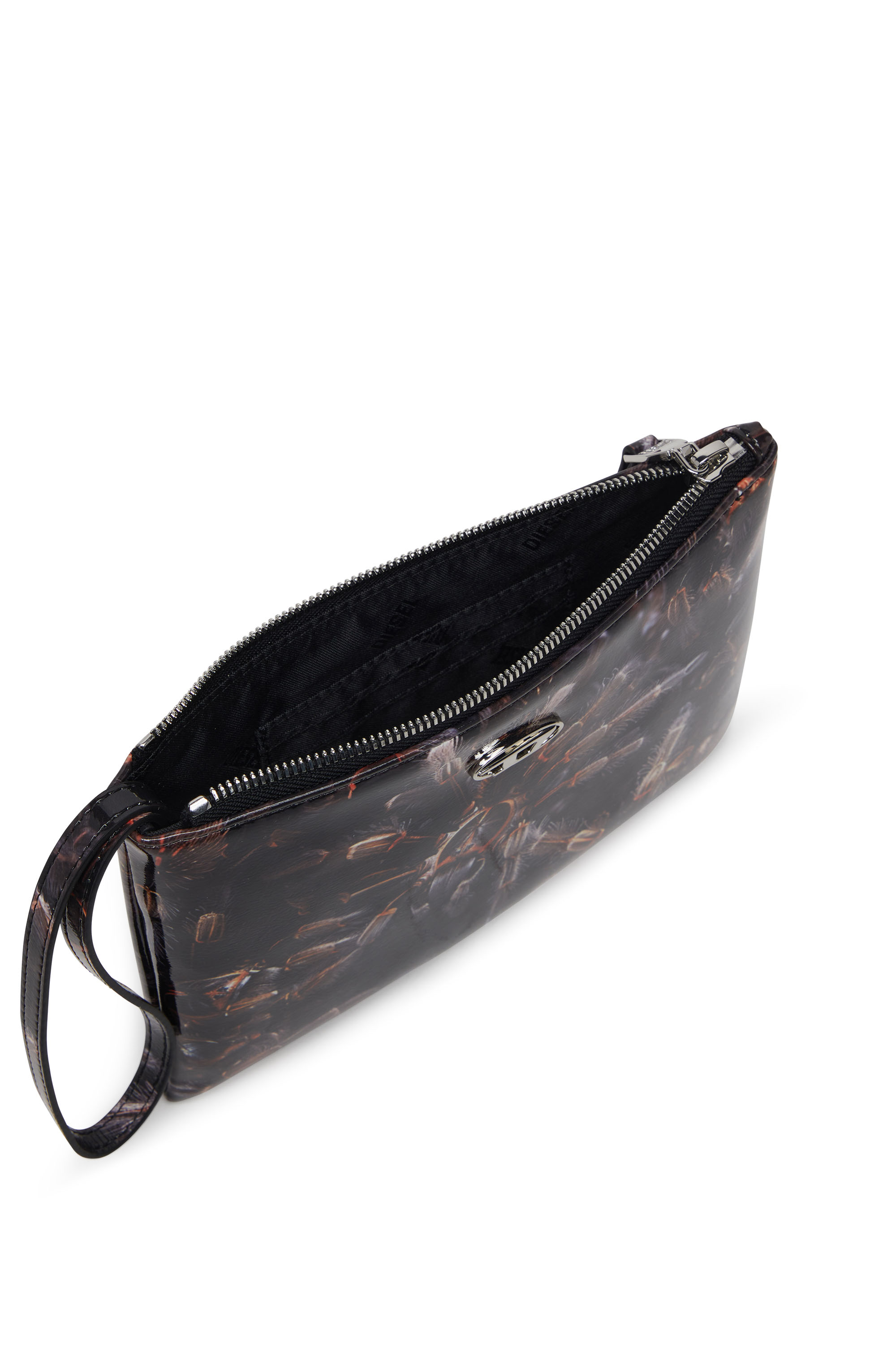 Diesel - PLAY POUCH II, Damen Pouch aus bedrucktem glänzendem PU in Schwarz - 4