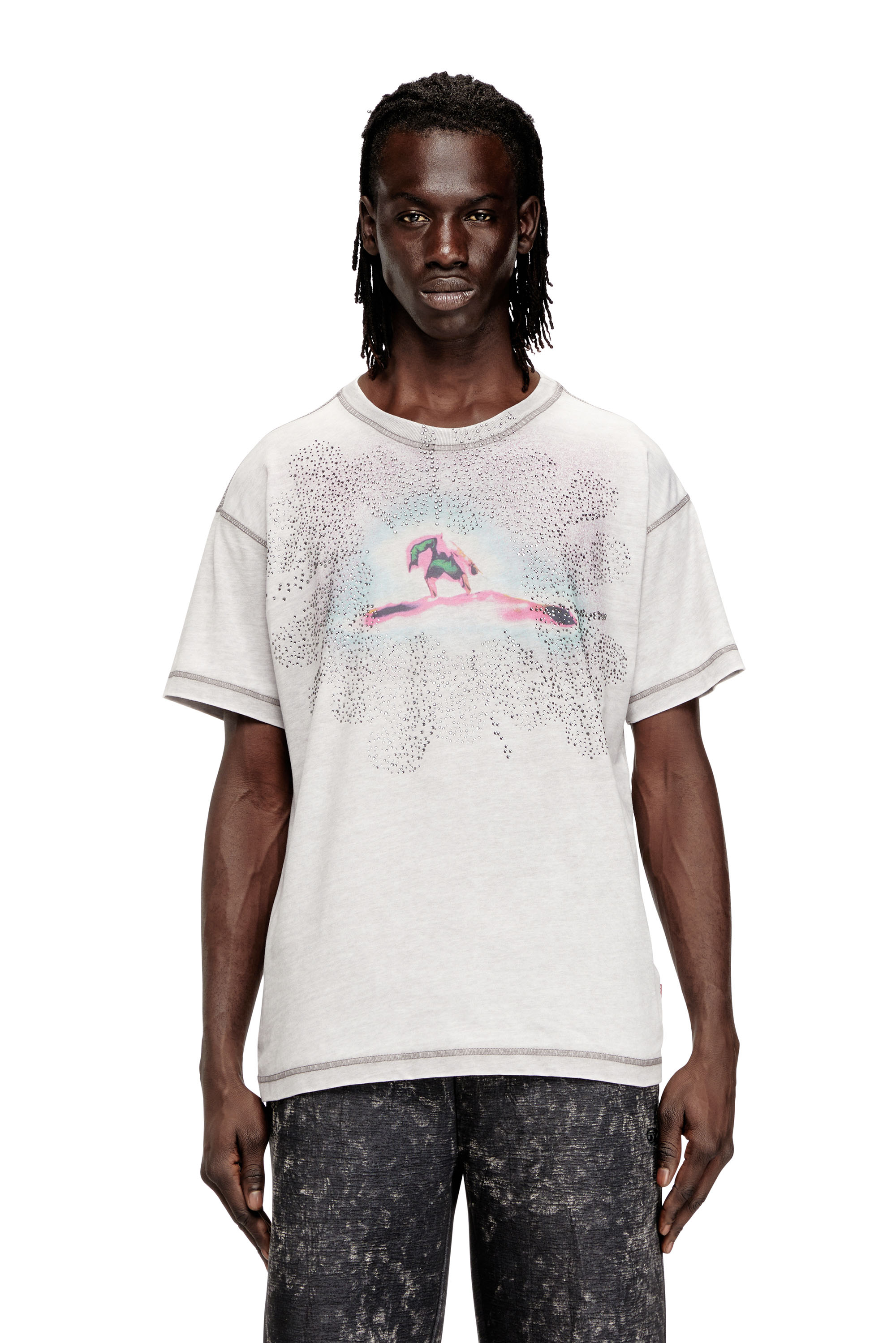 Diesel - T-NORM-V6, Herren Reguläres T-Shirt mit Print und Nieten in null - 1